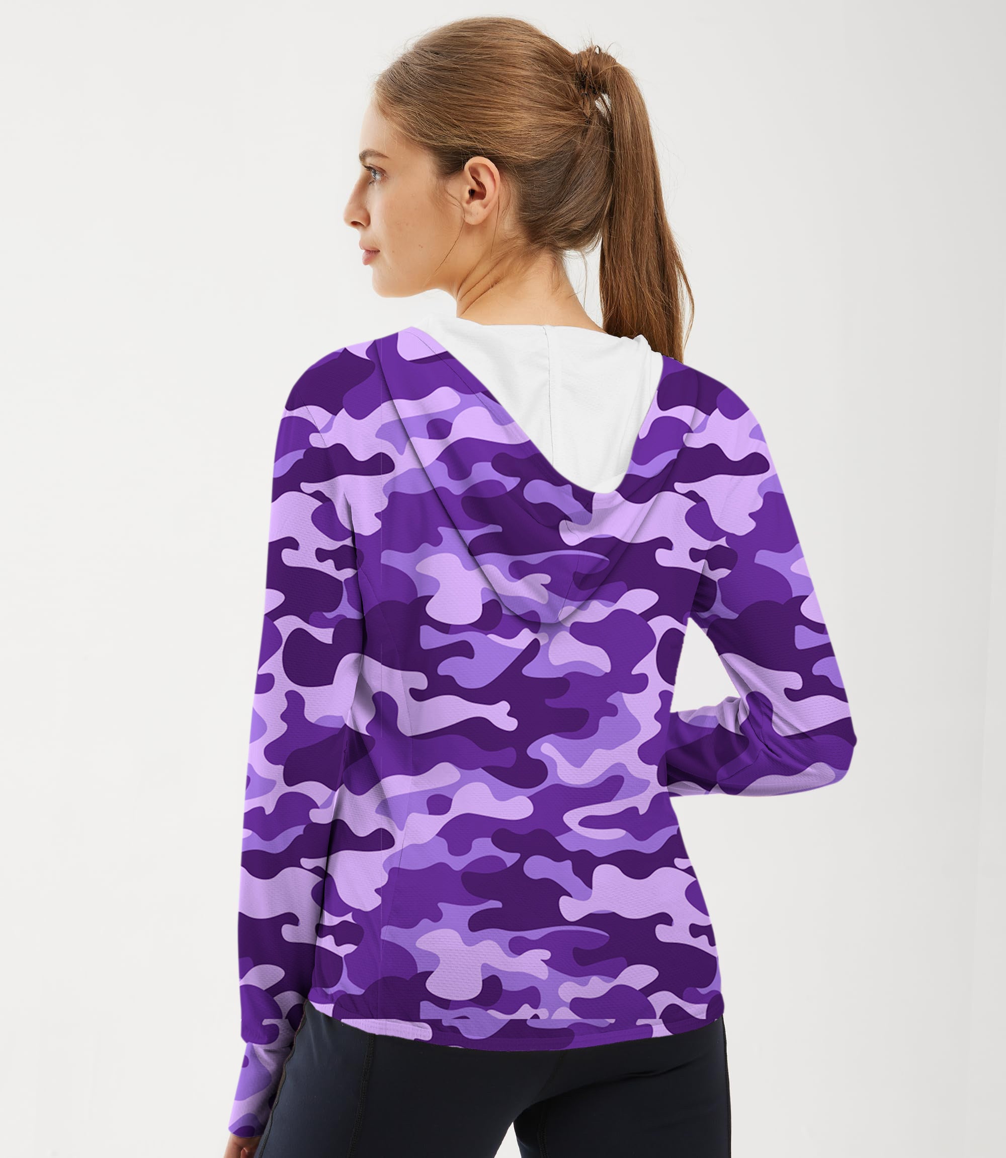 Women's Outdoor Purple Camo Golf Sun Protection Slim Fit zip hoodies