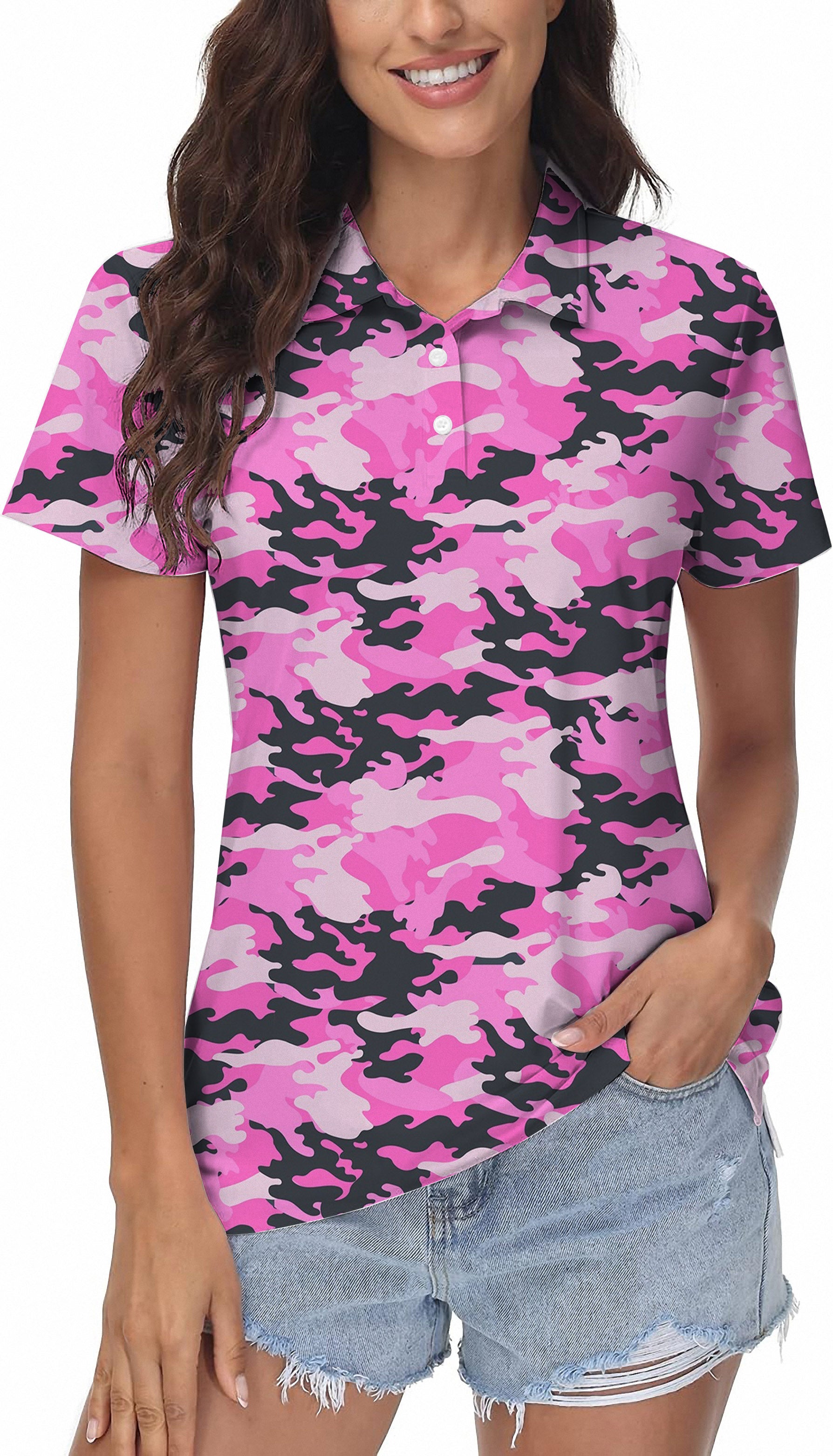 Pink Camo Women's Golf Polo