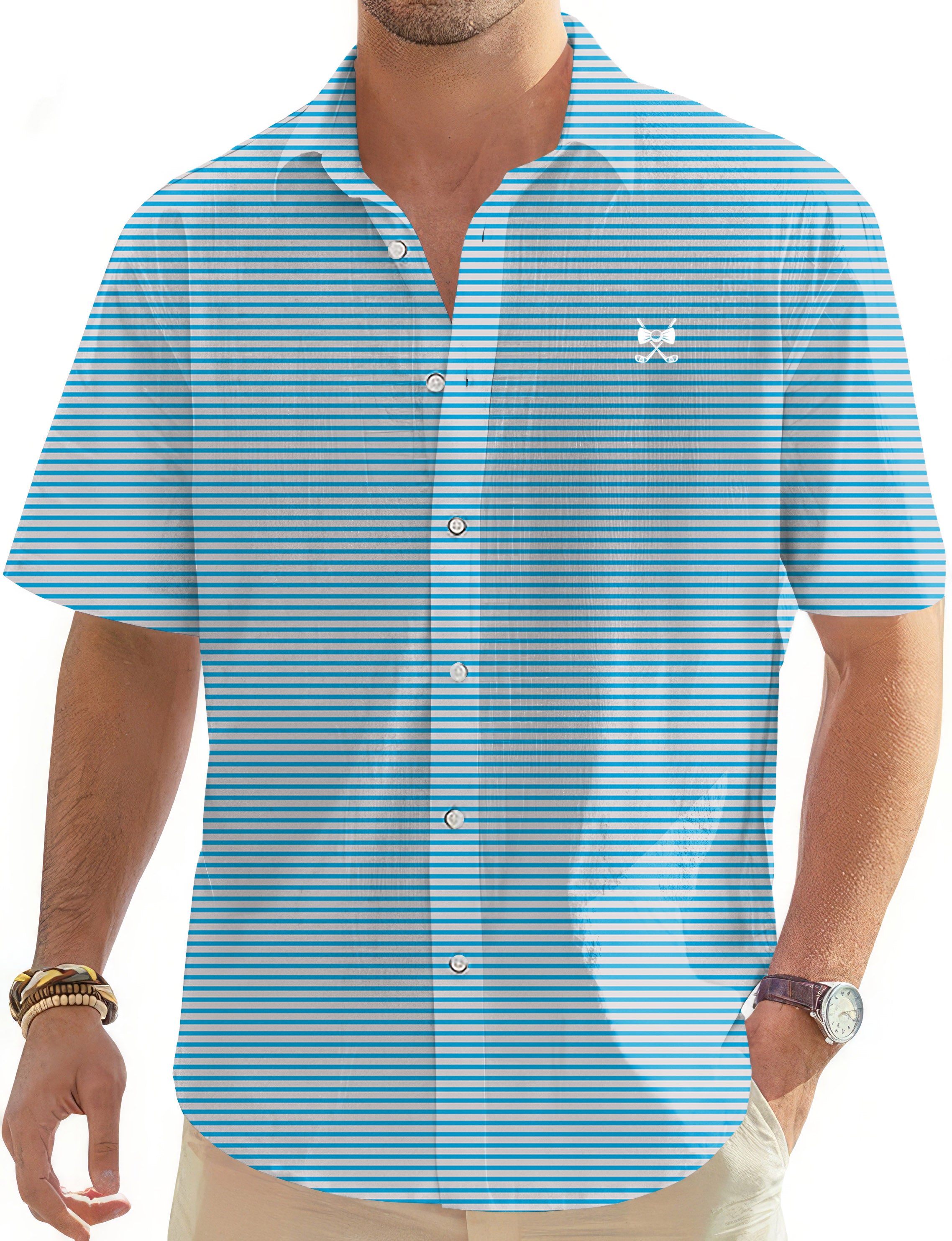 Carolina MVP Blue Men's Golf Hawaiian Shirts Button Down Shirt