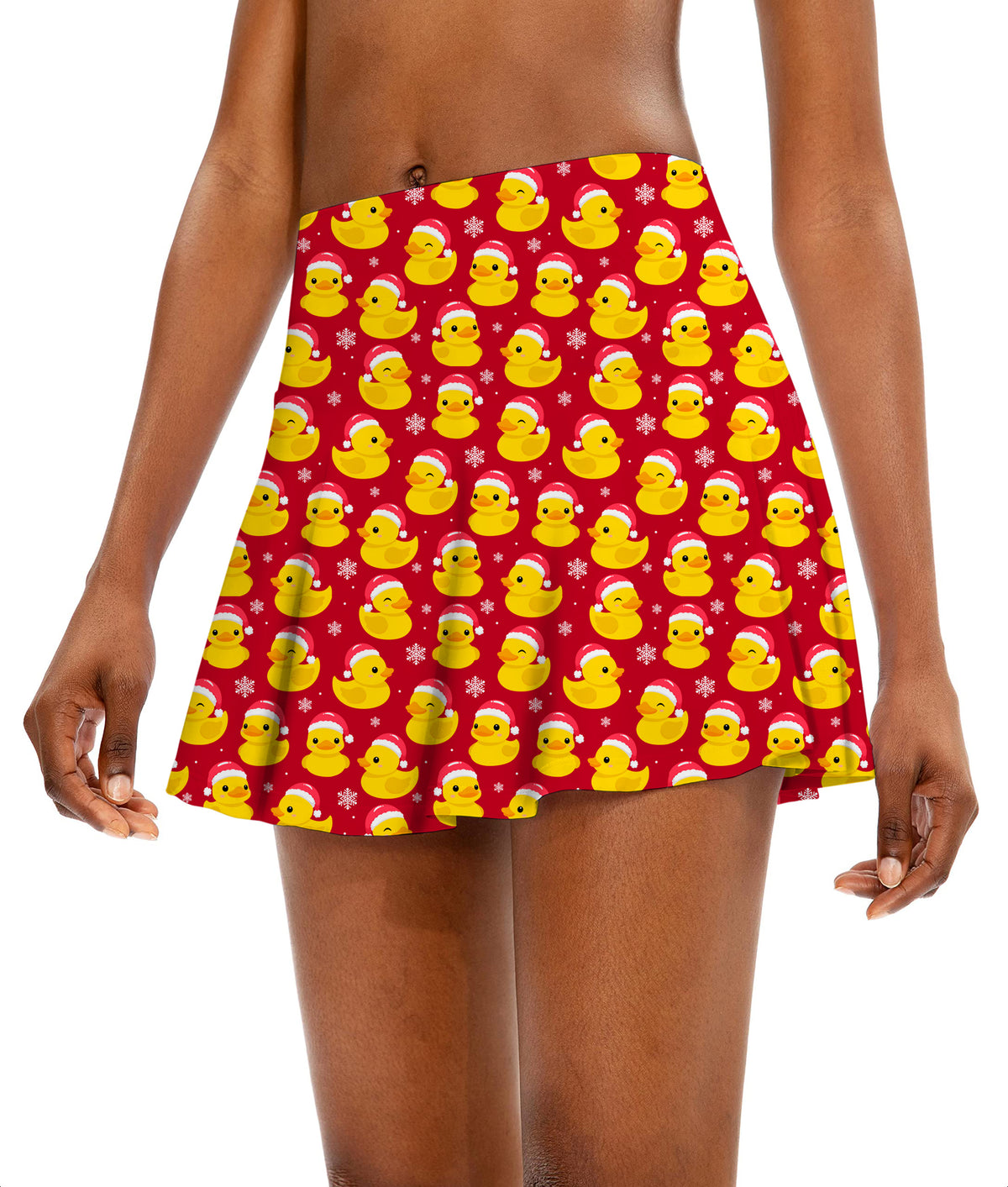 Christmas Yellow Duck Women's Athletic Golf Skorts Flared Skirts
