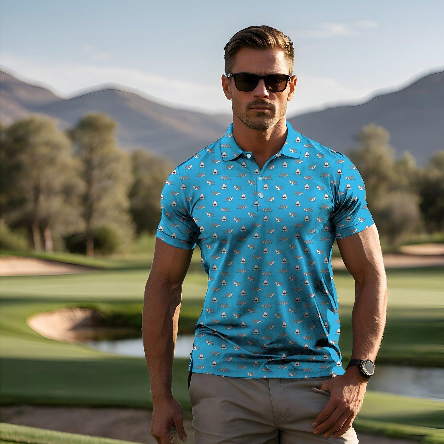 Men's Chomp Chomp shark golf polo