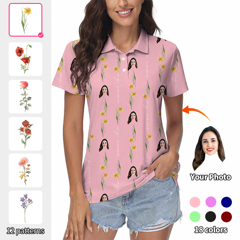 Custom Mother's Day Flowers Women's Golf Polo