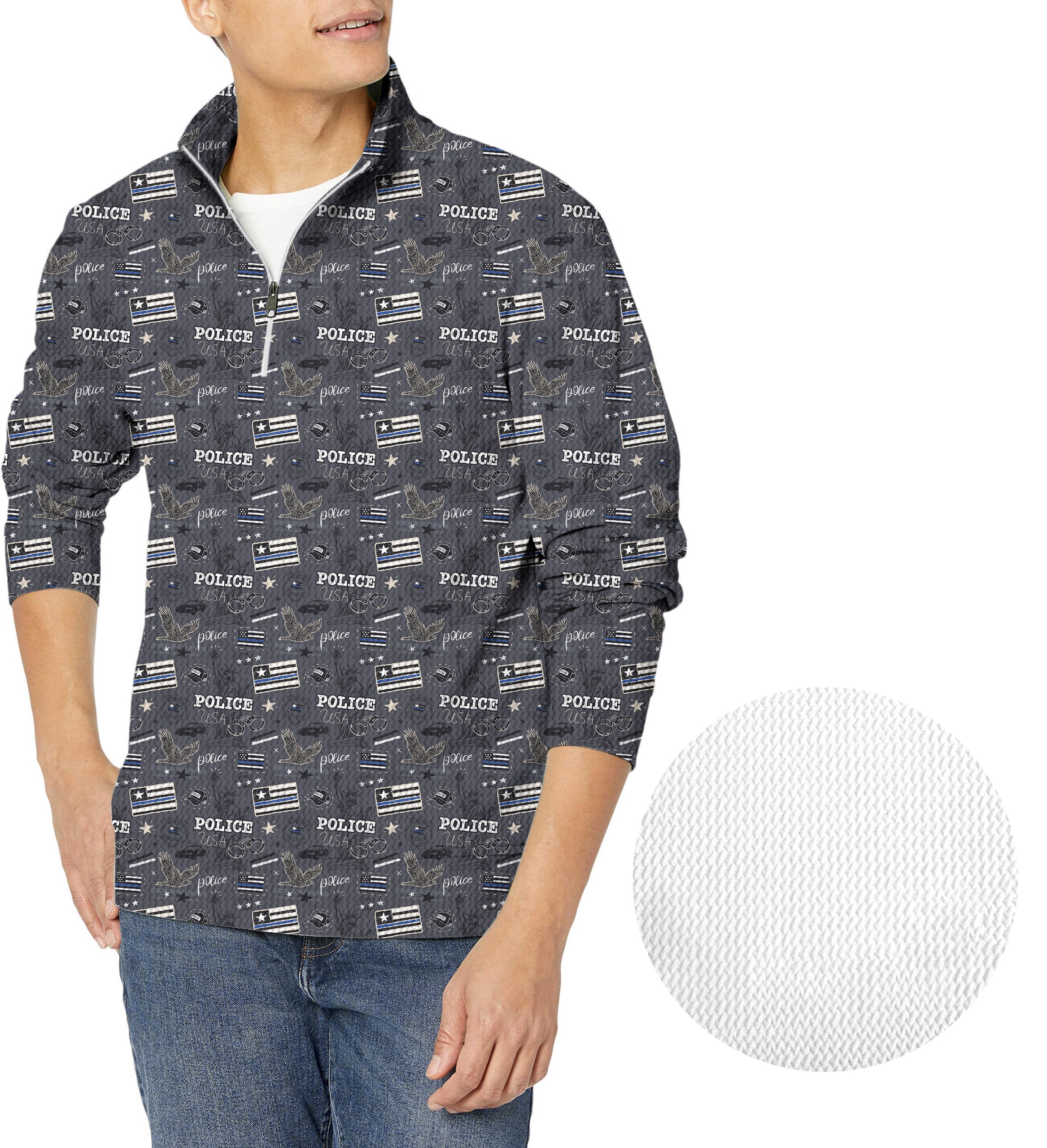 USA police flag-Men's Golf Waffle Zipper Pullover