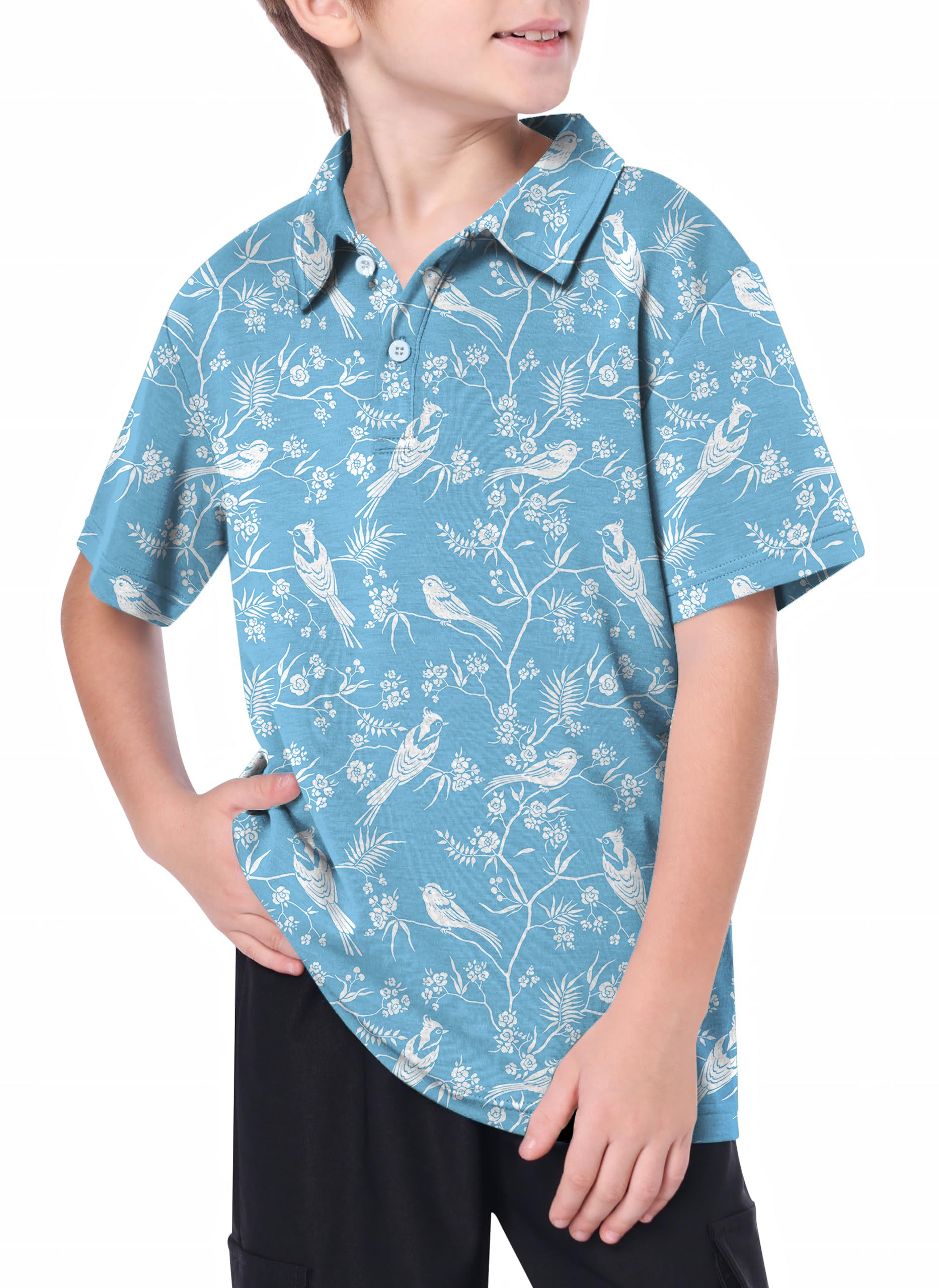 Youth Blooming Branches Trees and Birds Golf Polo