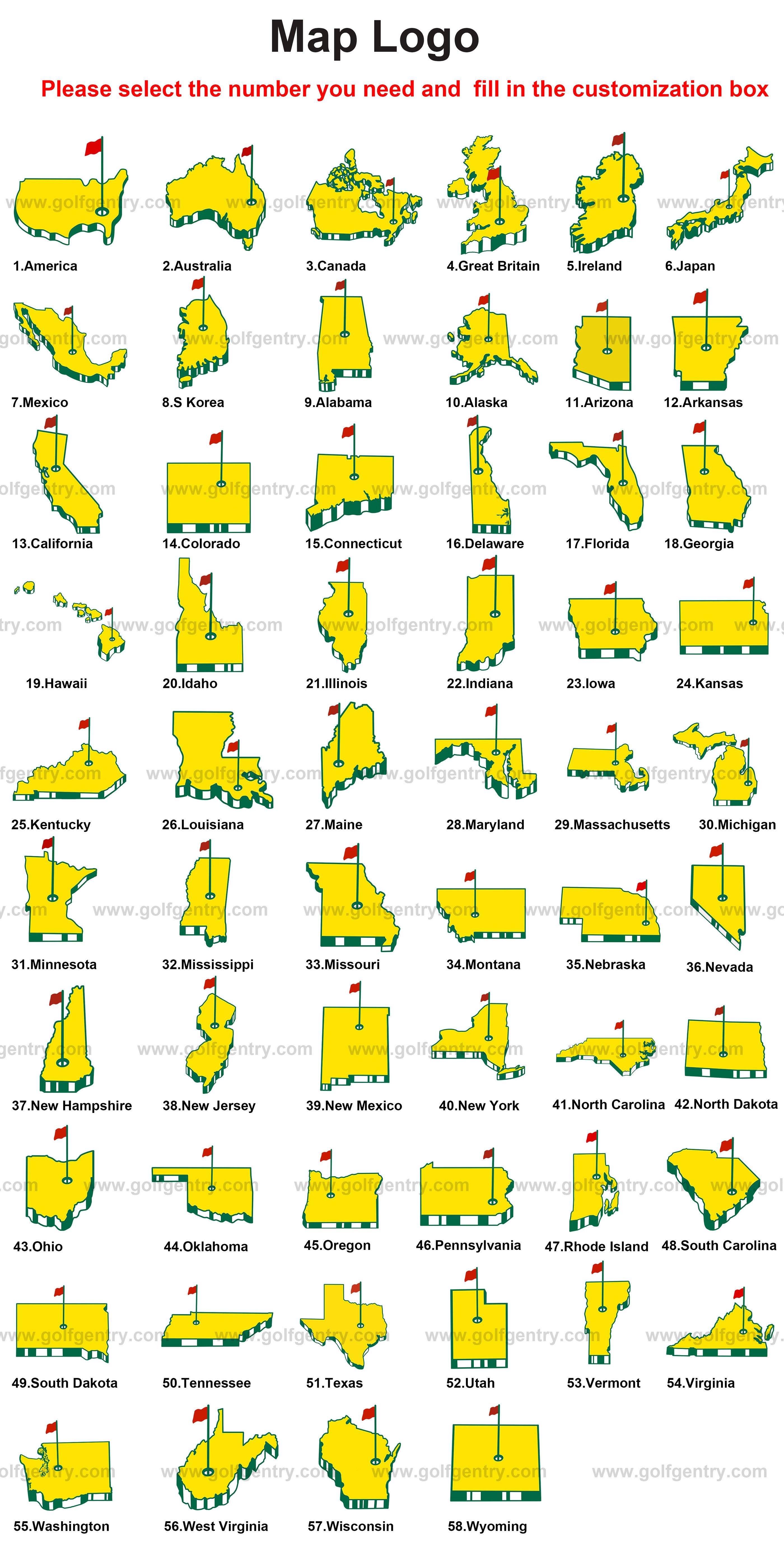 Masters Golf Party All Bodies Golf Polo Collection for Men Customized Embroidery | 3D printed state National Map