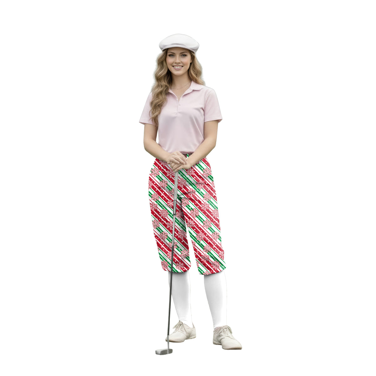 Personalize And Add To Cart Men's Christmas Snowflake Polo Womens Golf Knickers Pants