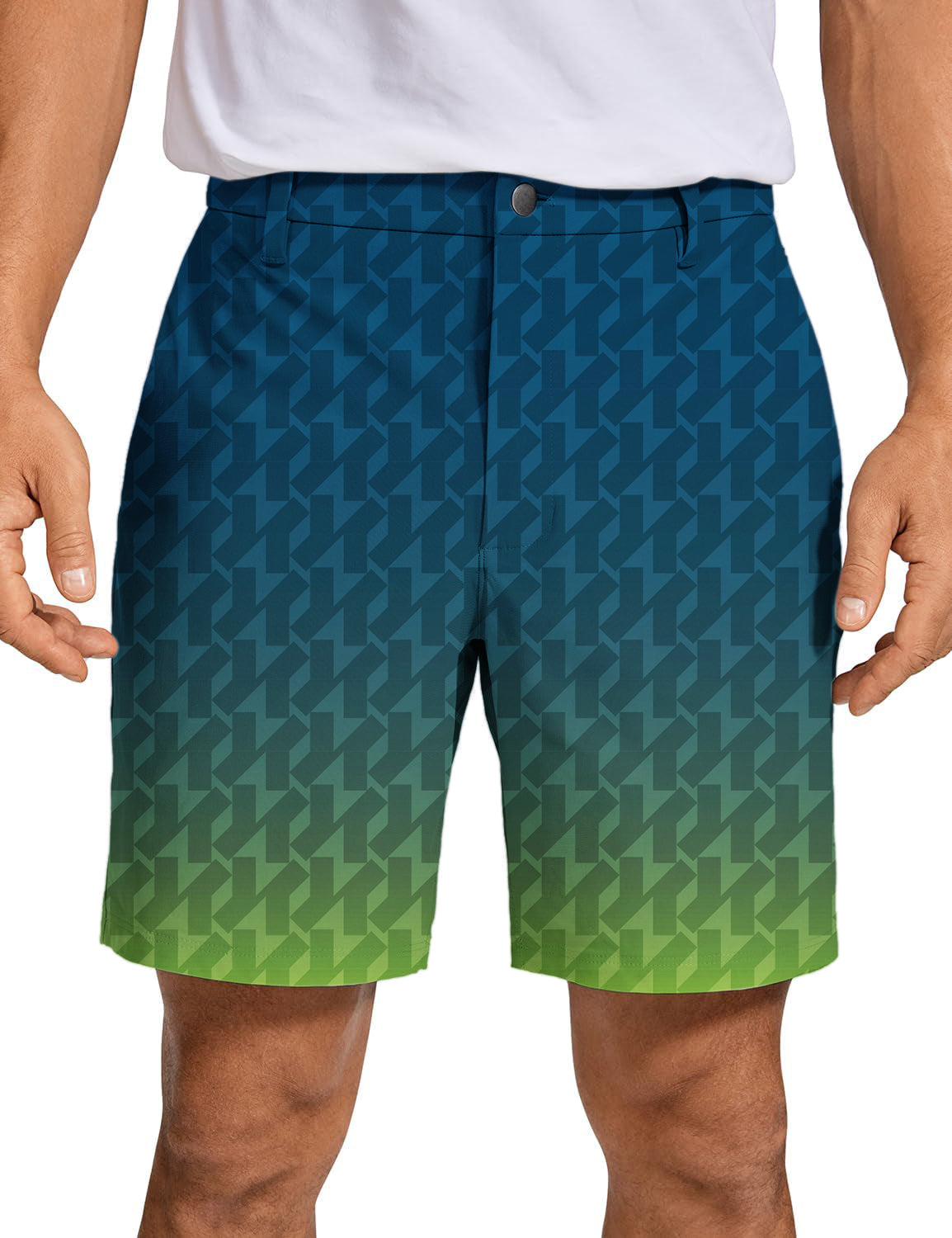 Men's Green Gradient Custom Sport Team Competition Uniforms Golf Shorts