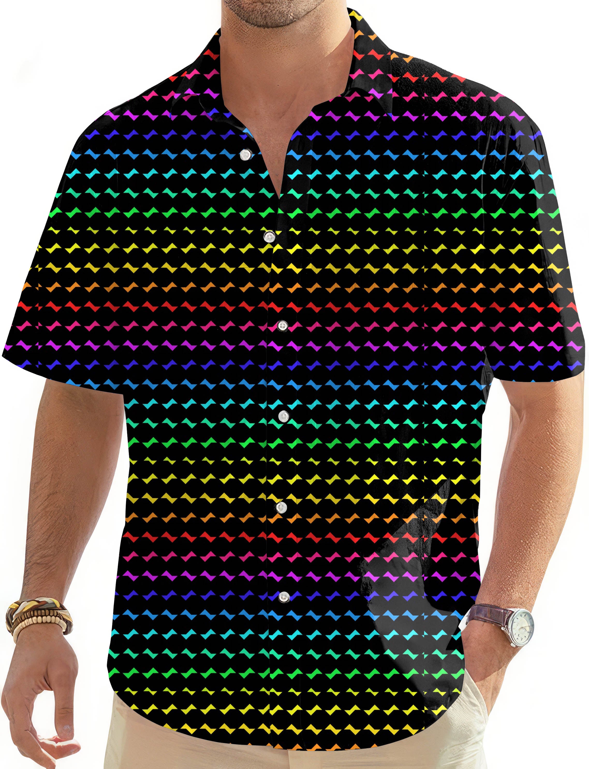 Gradient color-Men's Golf Hawaiian Shirts Button Down Shirt
