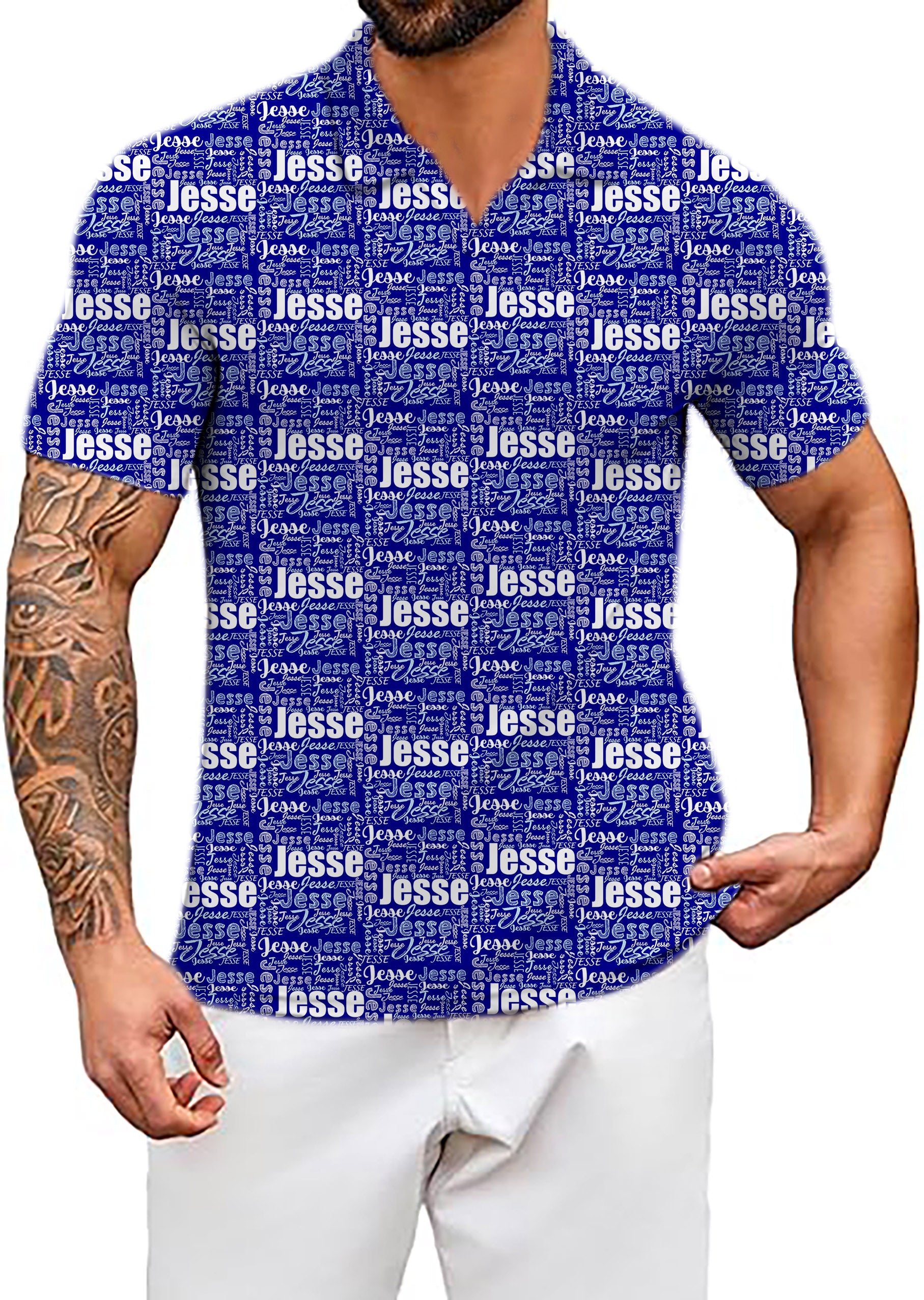 Men's Custom name royal V Neck Golf Polo Shirts