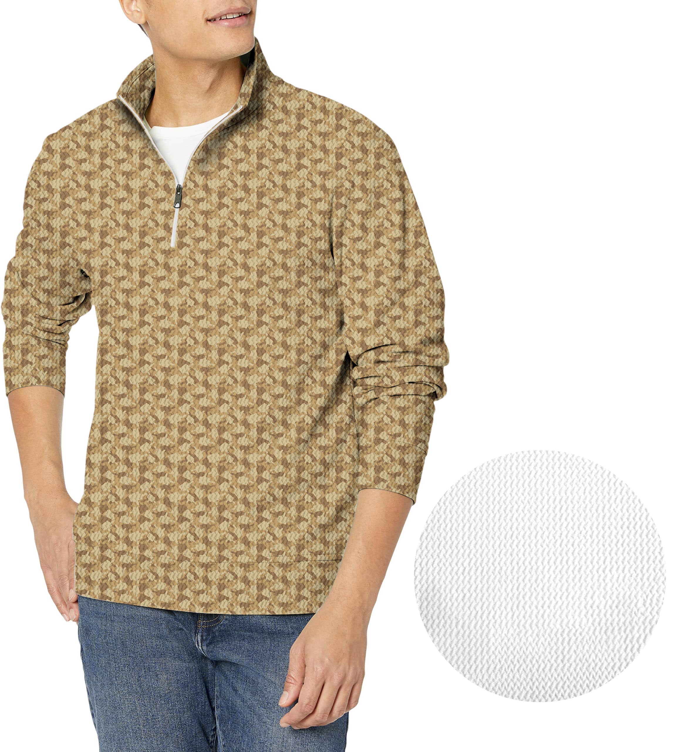 Middle Finger Funny-Men's Golf Waffle Zipper Pullover