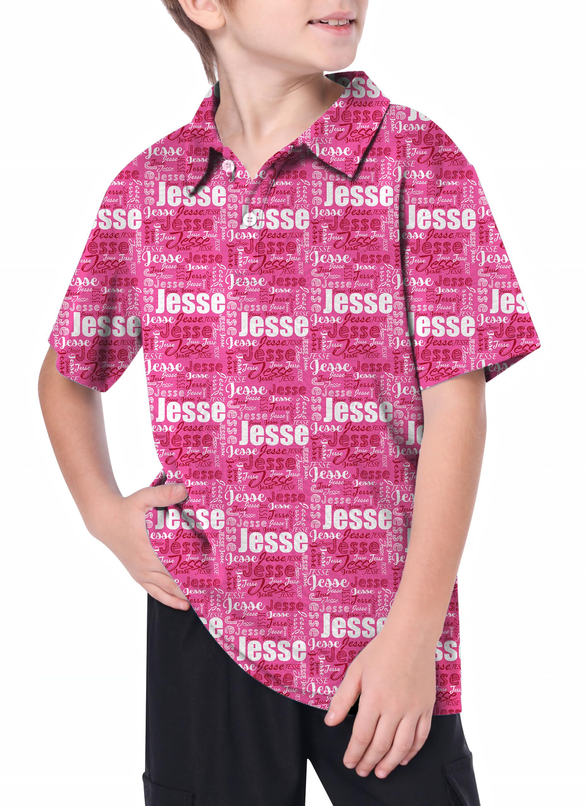Youth Custom name fuchsia Golf Polo