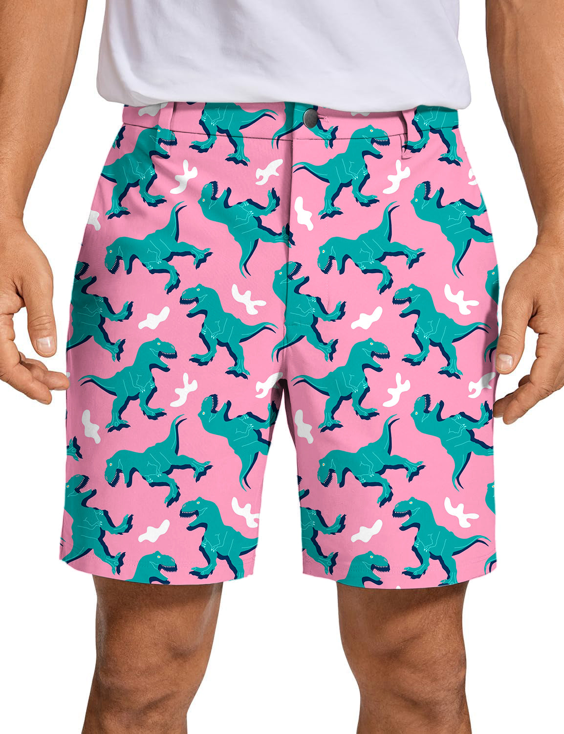 Men's Green Dinosaur  Golf Shorts