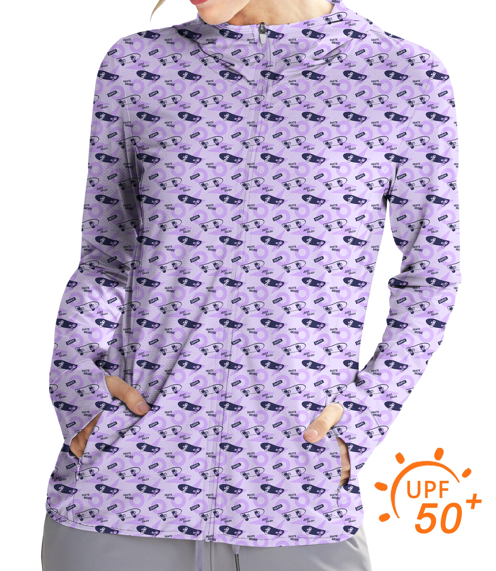 Women's Outdoor Purple Skate More Golf Sun Protection Slim Fit zip hoodies