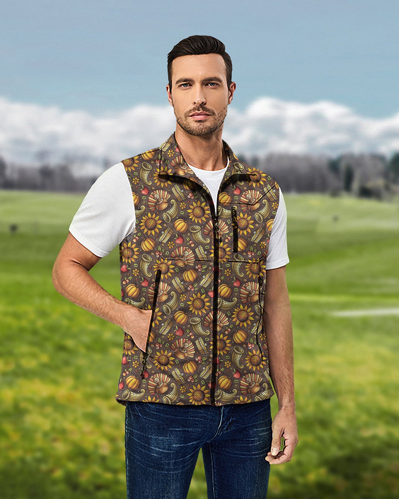 Men's TurkeyTime Lightweight Softshell Vest Sleeveless Jacket for Golf Windproof Waterproof