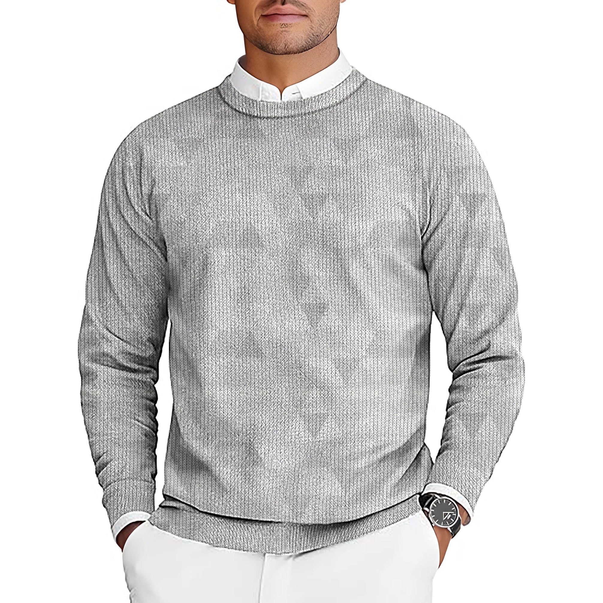 Abstract Grey Background With Triangular Pattern Men's Golf Crewneck Pullover Sweaters Ugly Sweater