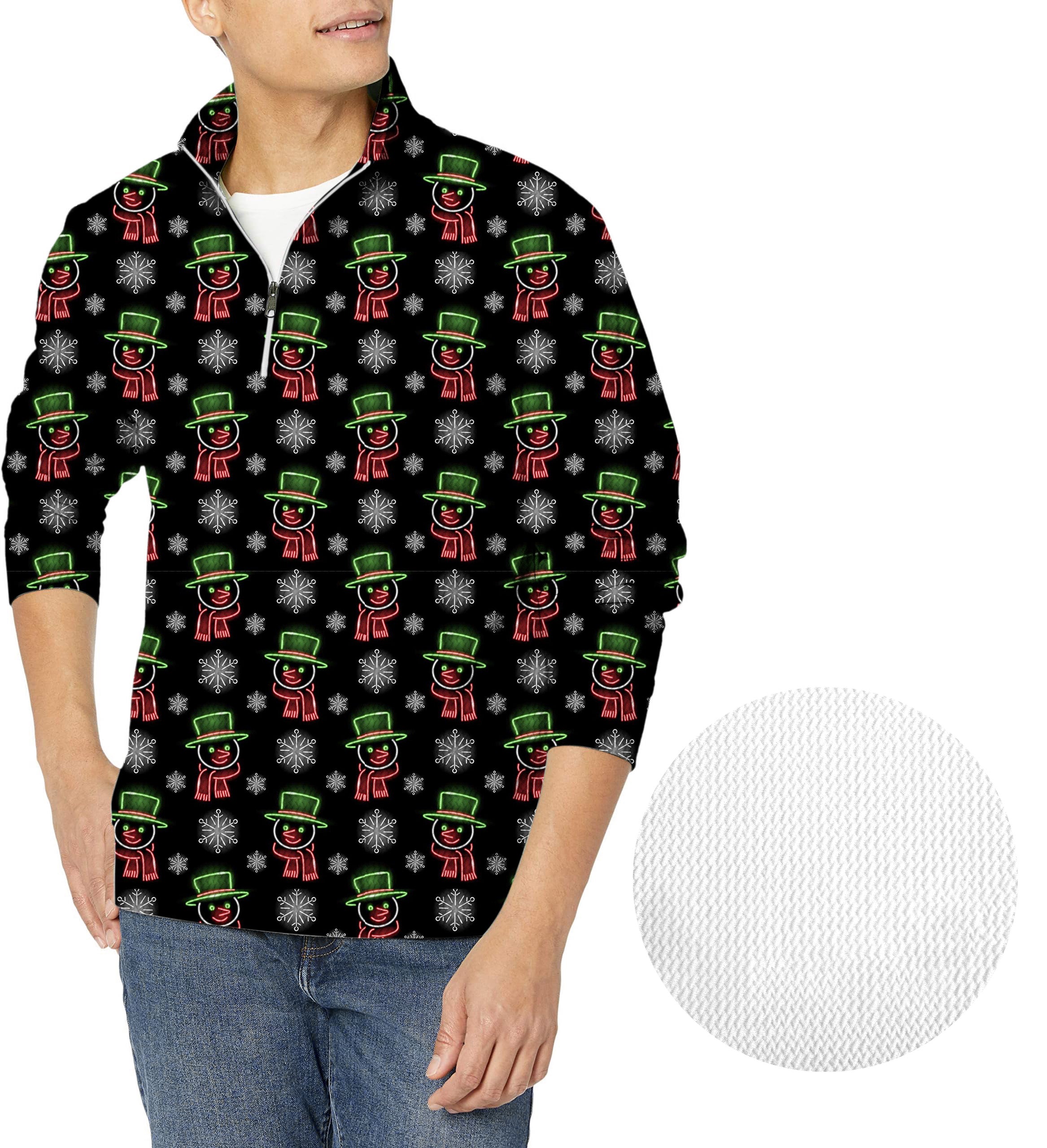 Neon Snowman-Men's Golf Waffle Zipper Pullover