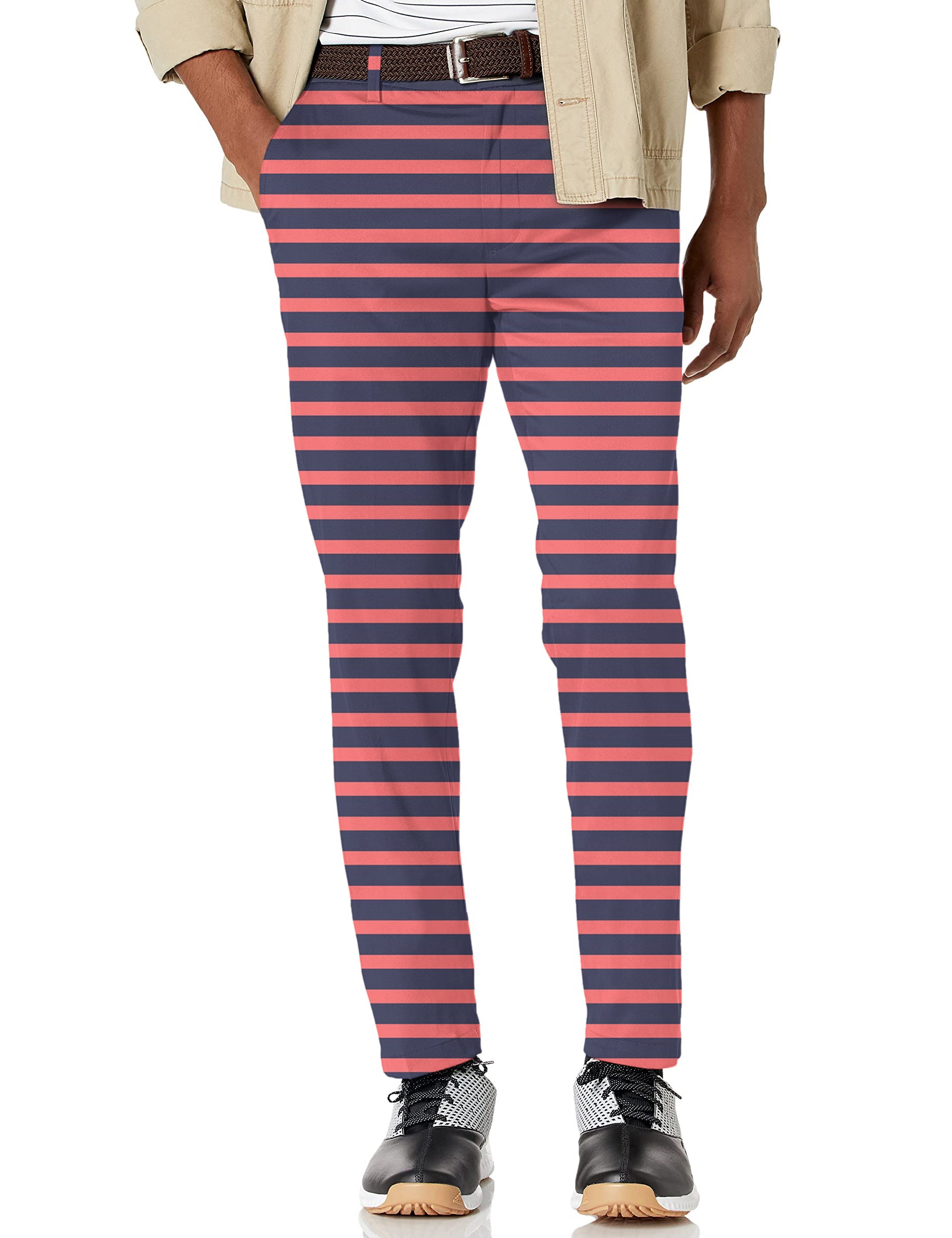 Men's Navy Red Stripes Stretch Golf Pants