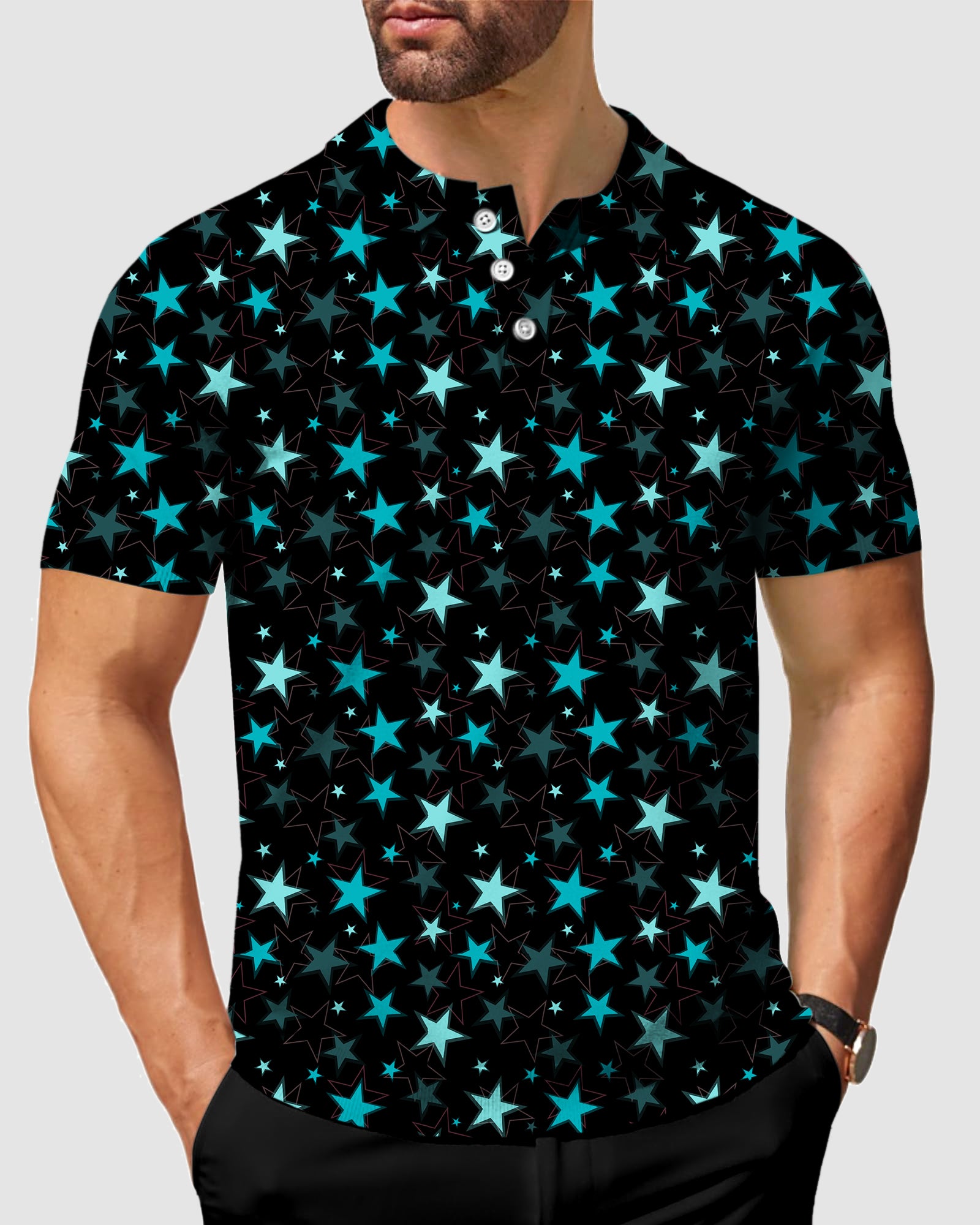 Men's neon star golf polo