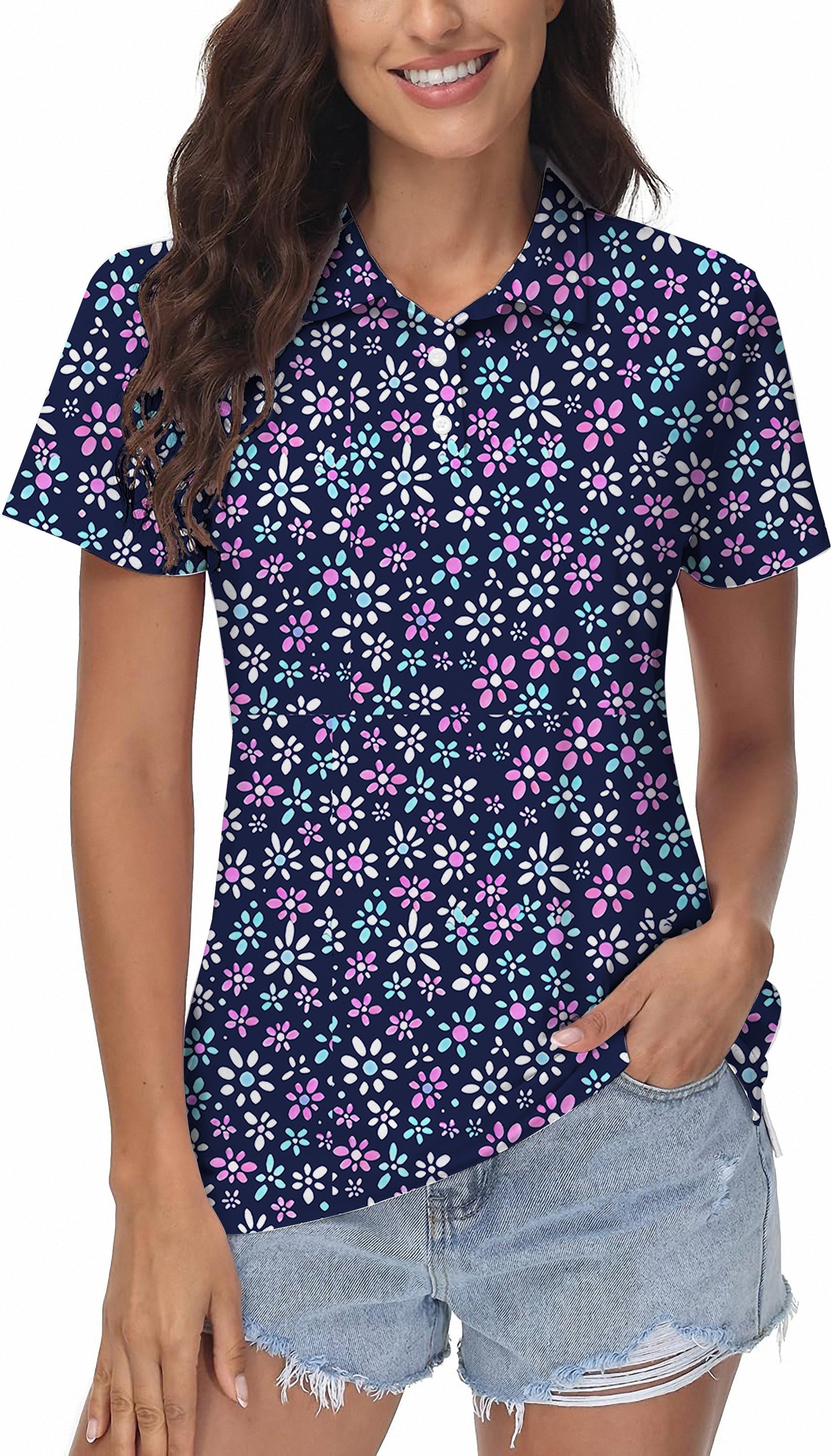 Women's DAISY DAZE V Neck Golf Polo