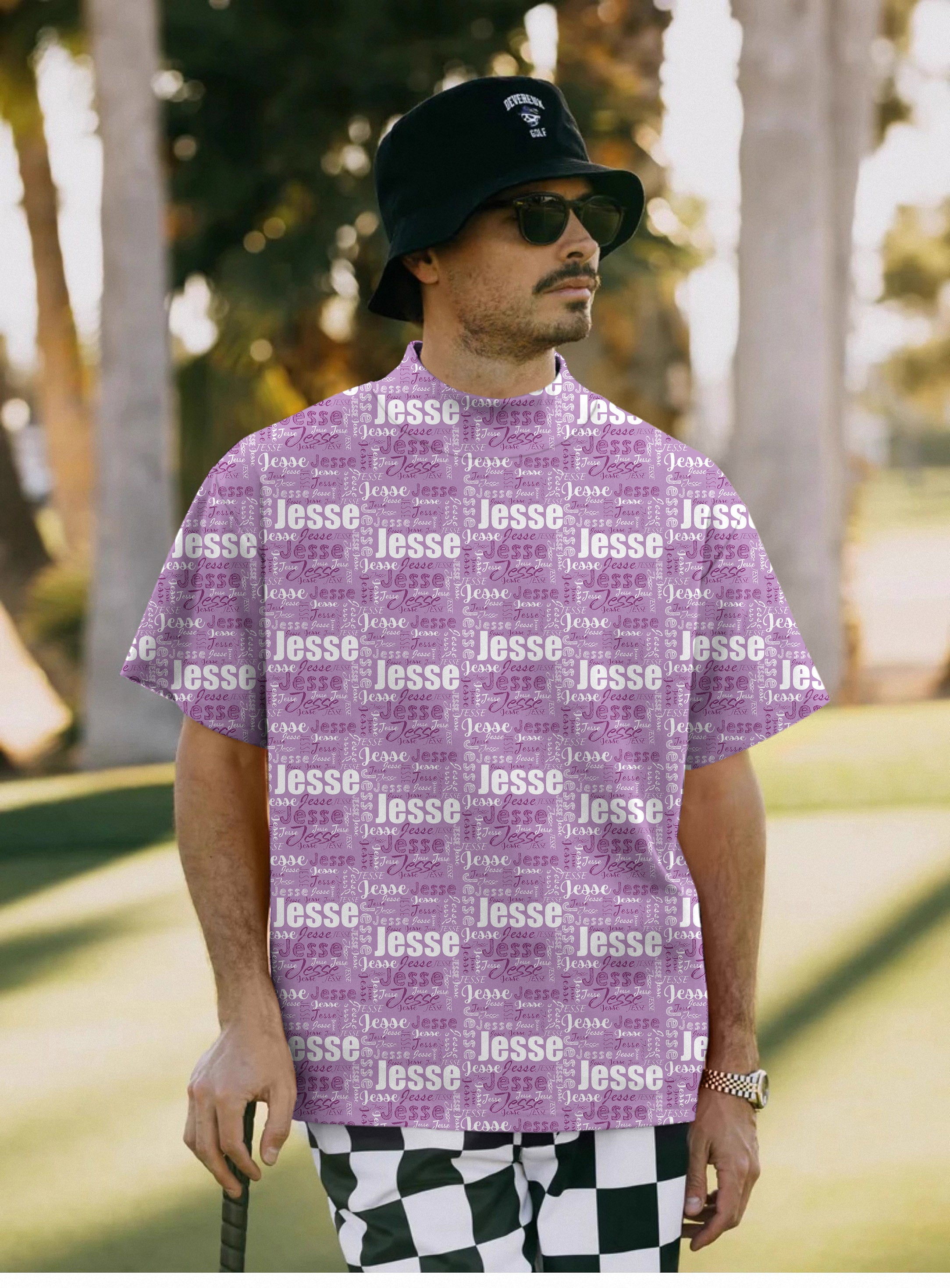 Men's Custom name amethyst Pullover High neck Long/Short sleeve T-Shirt