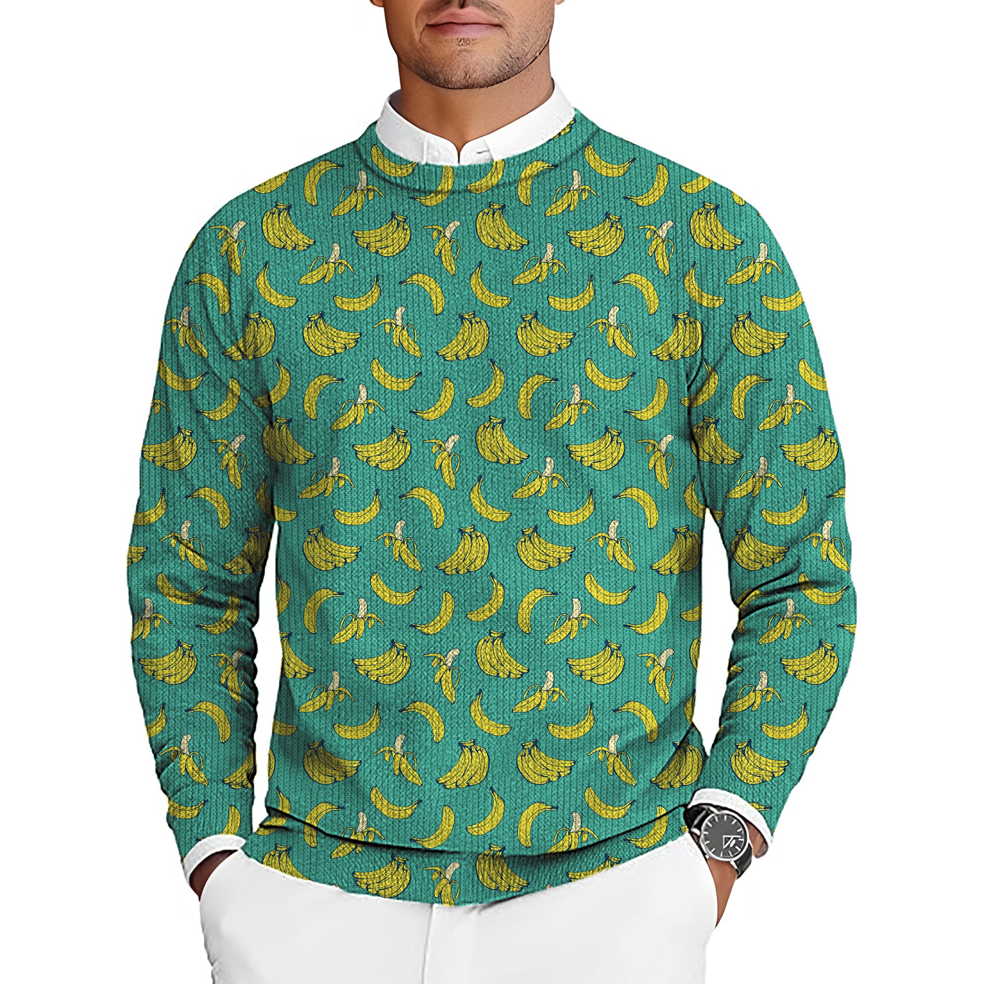 Banana Summer Men's Golf Crewneck Pullover Sweaters Ugly Sweater