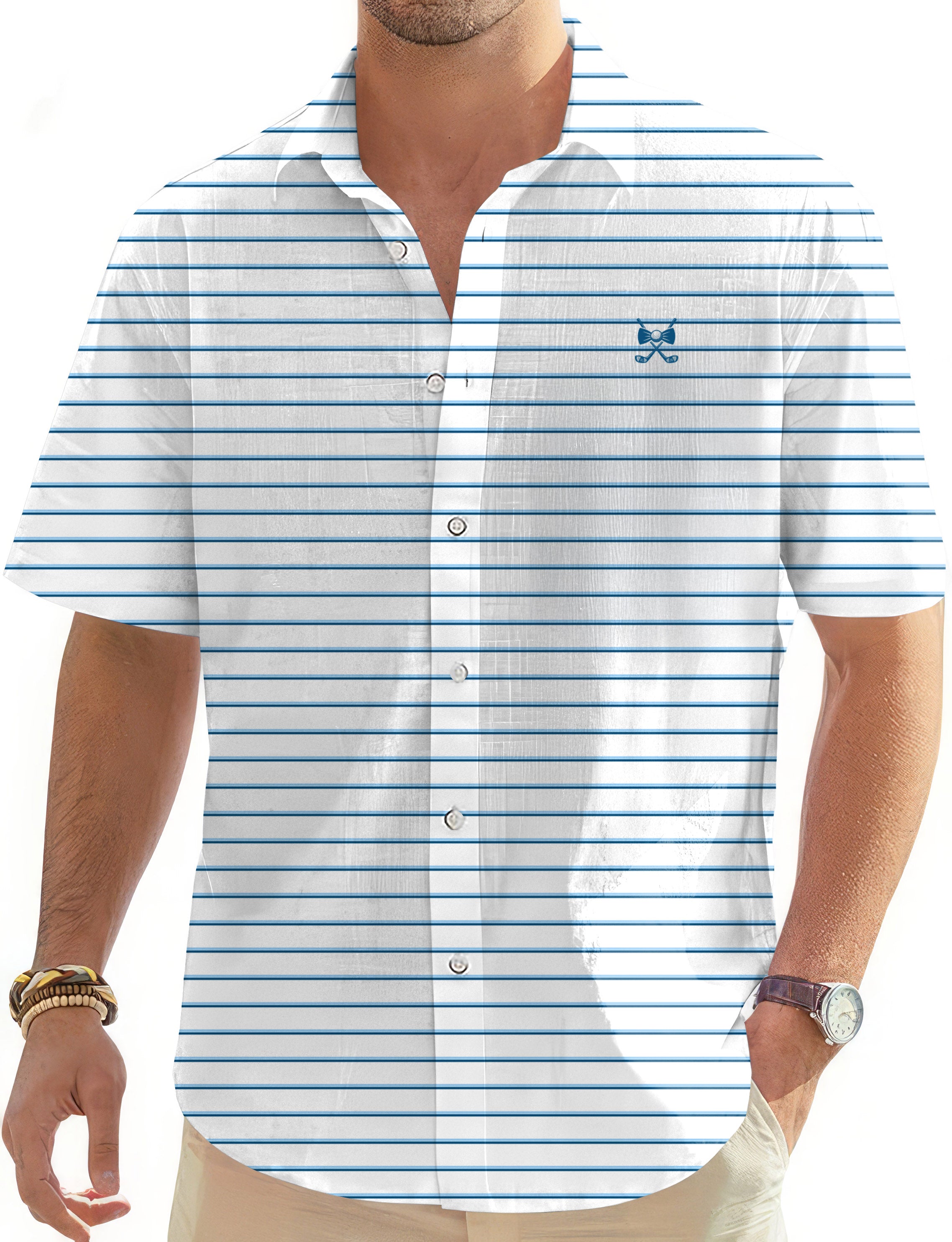 Tampa Bay MVP Blue Men's Golf Hawaiian Shirts Button Down Shirt