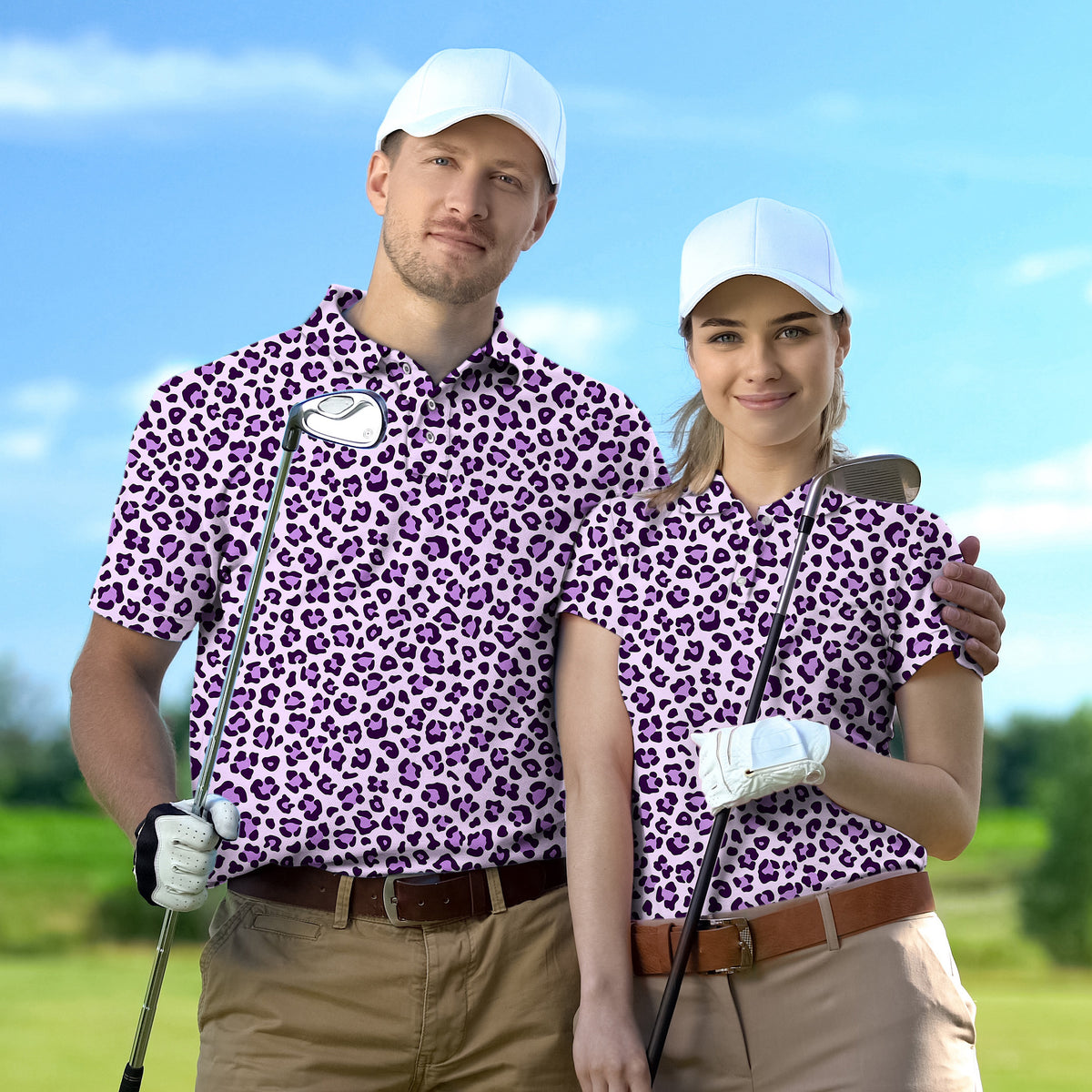 Couple pink leopard print set Golf Championship Trophy tournament