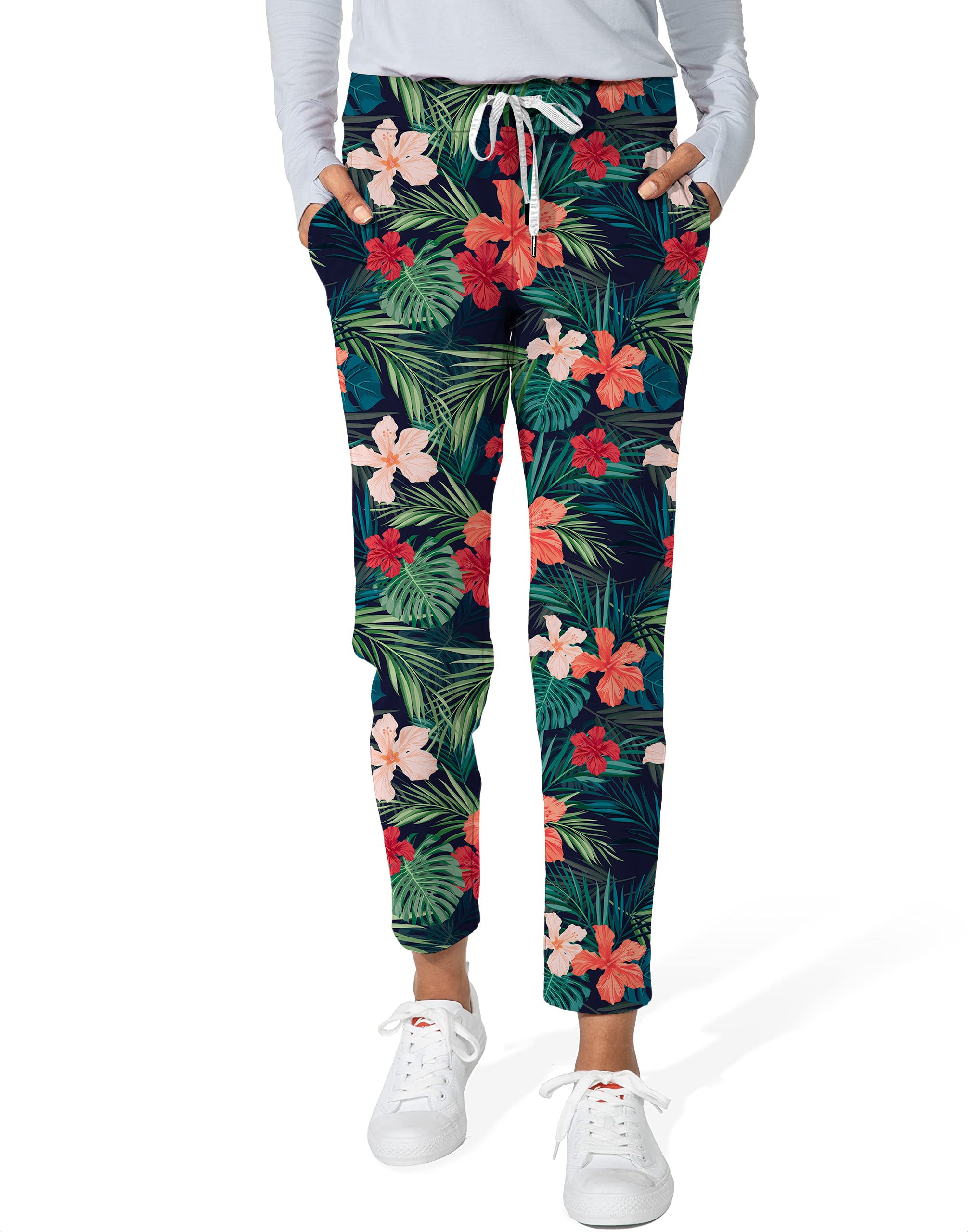 Jungle Hibiscus Women's 7/8 Stretch Ankle Golf Pants
