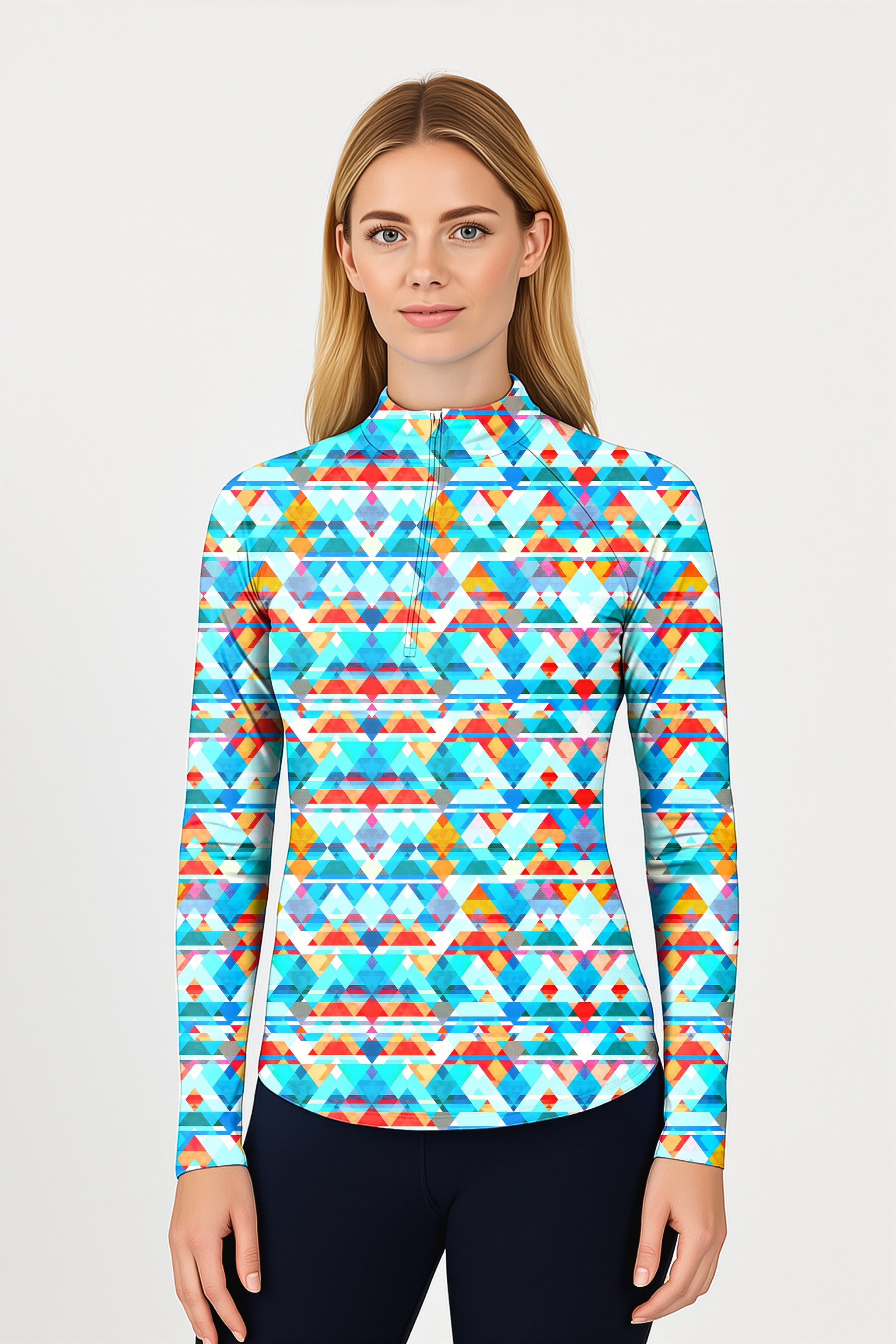 Geometric lattice  Women's Golf Active 3/4 Zip Top