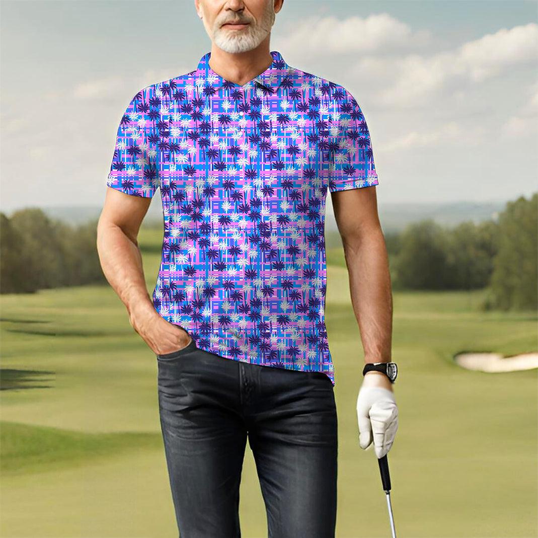 Purple Coconut Tree-Men's golf polo