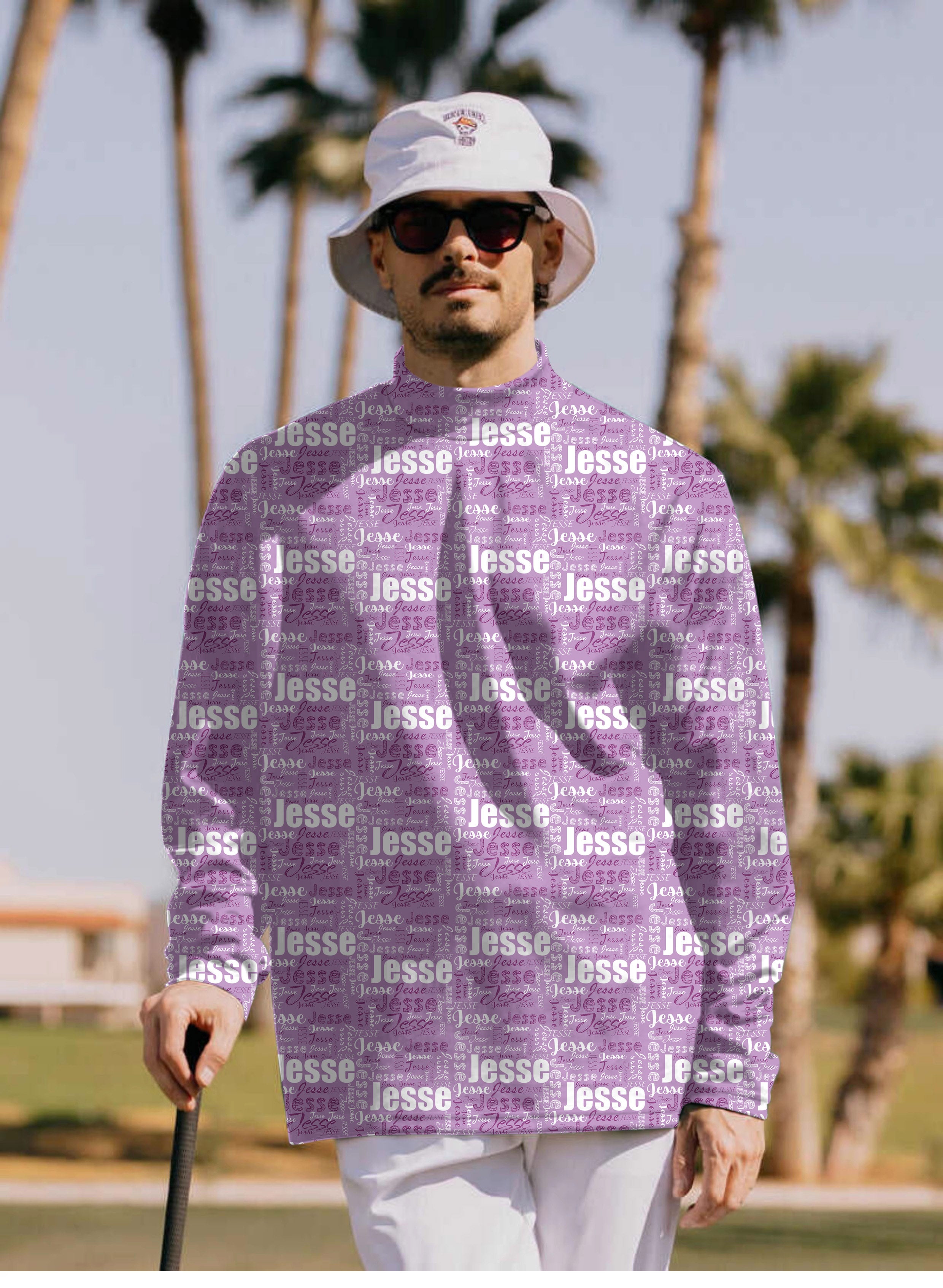 Men's Custom name amethyst Pullover High neck Long/Short sleeve T-Shirt