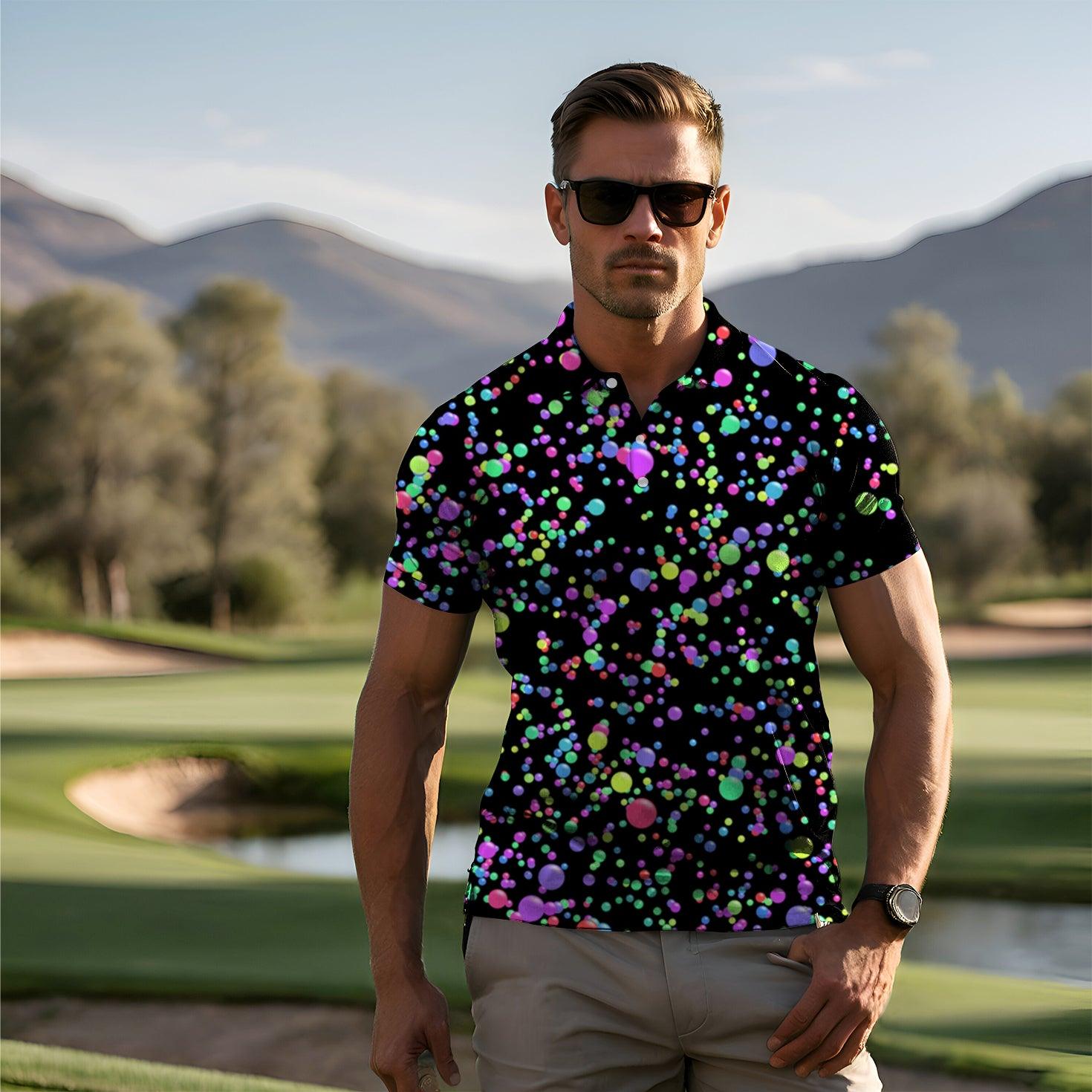 Color dots Men's golf polo