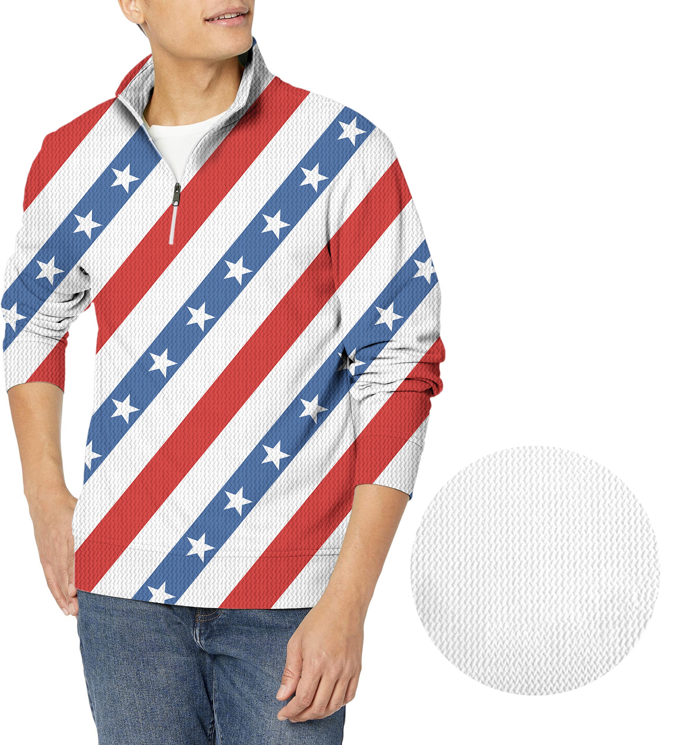 American President Day-Men's Golf Waffle Zipper Pullover