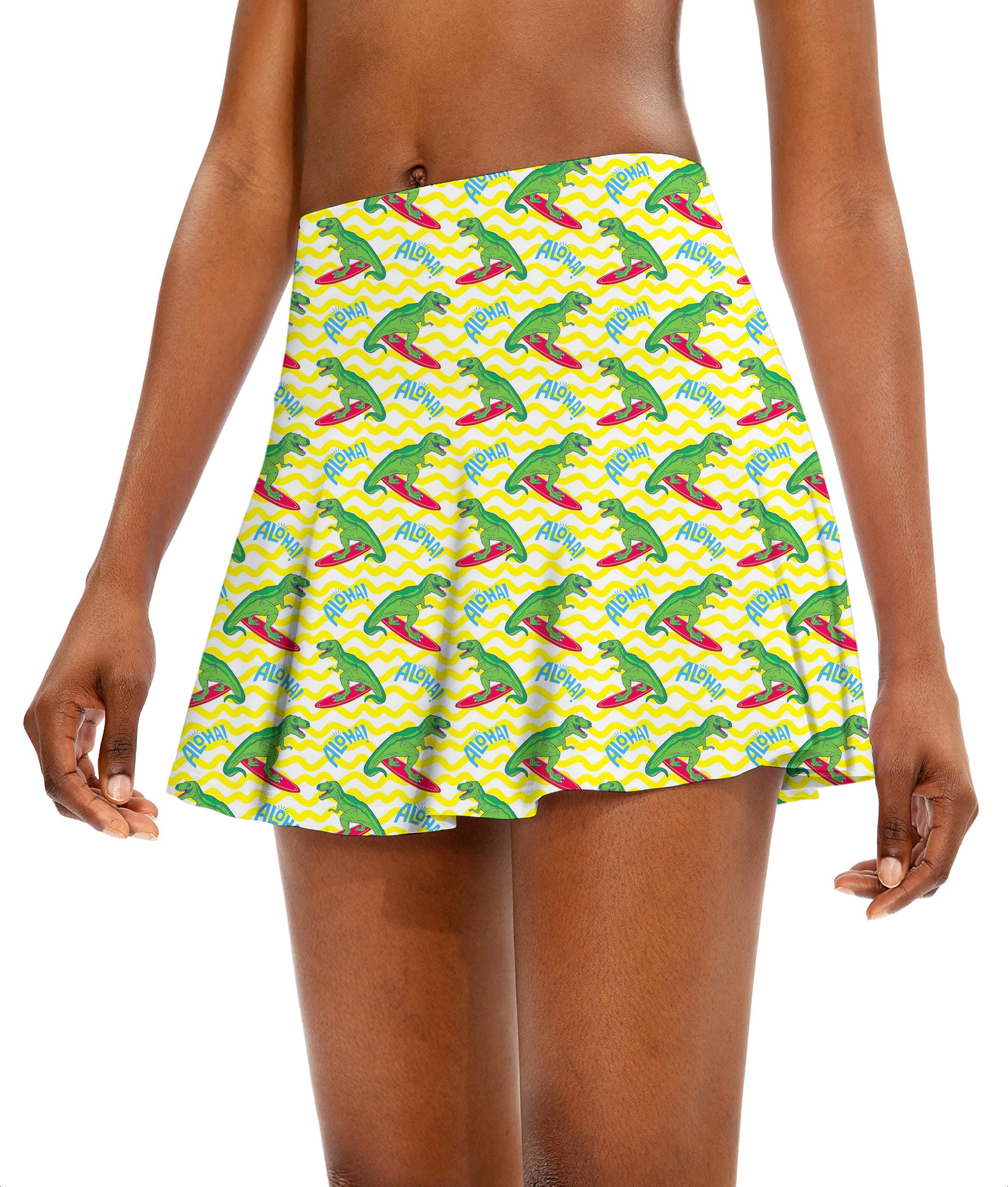 Friendly Dinos Women's Athletic Golf Skorts Flared Skirts