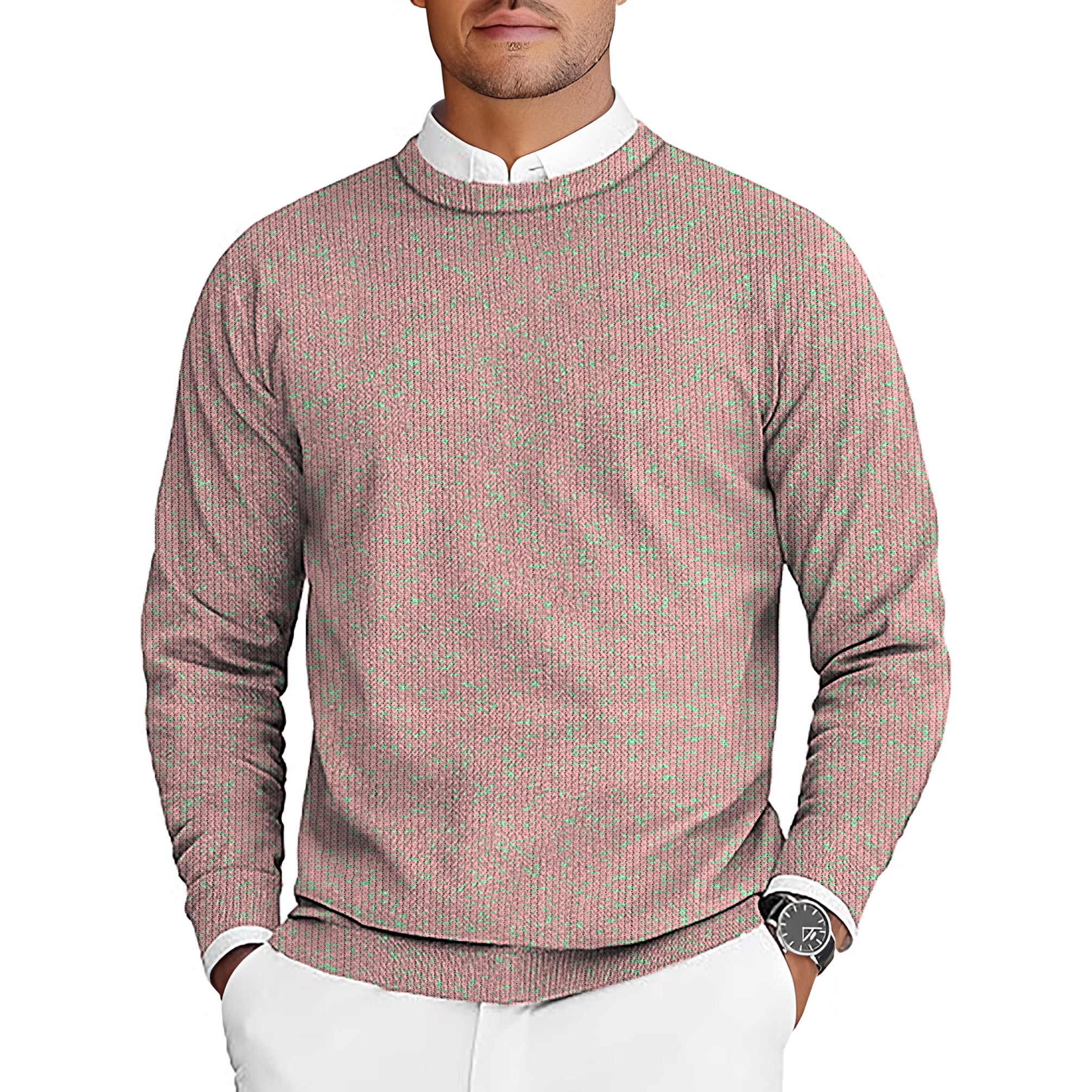 Pastel Pink Fusion Men's Golf Crewneck Pullover Sweaters Ugly Sweater