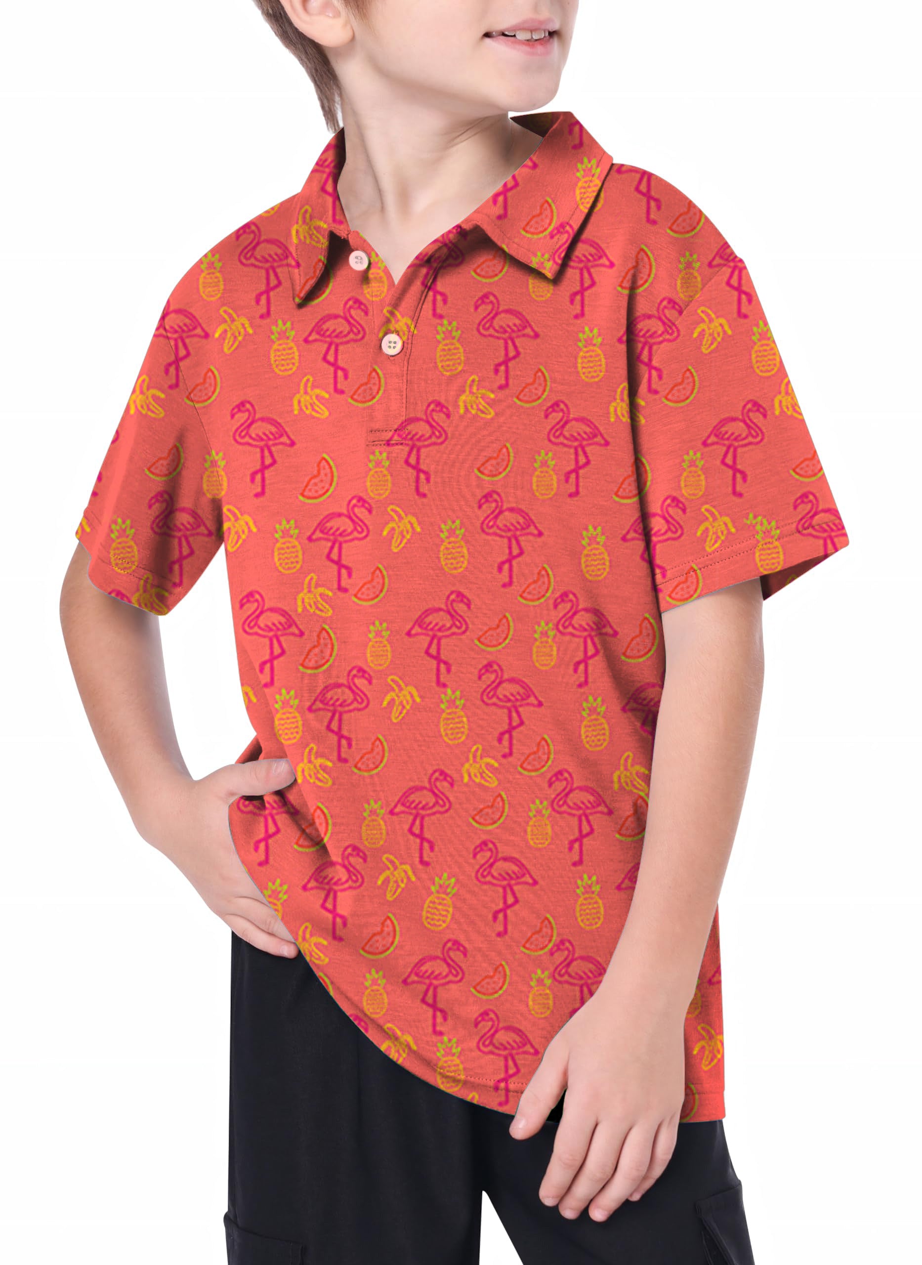 Youth Fruity Flamingo Golf Polo