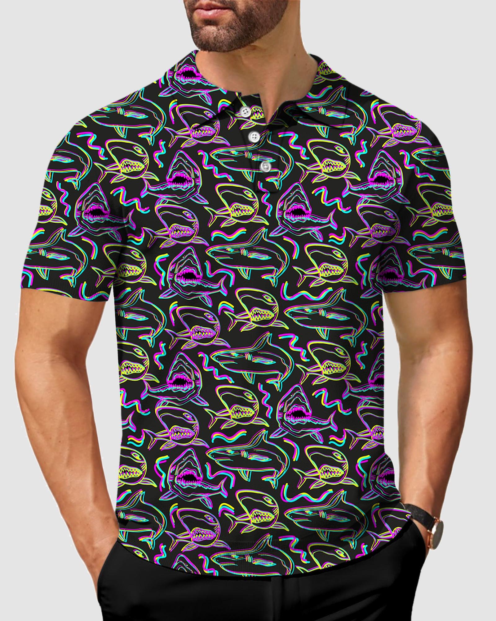 Men's Neon Sharks golf polo