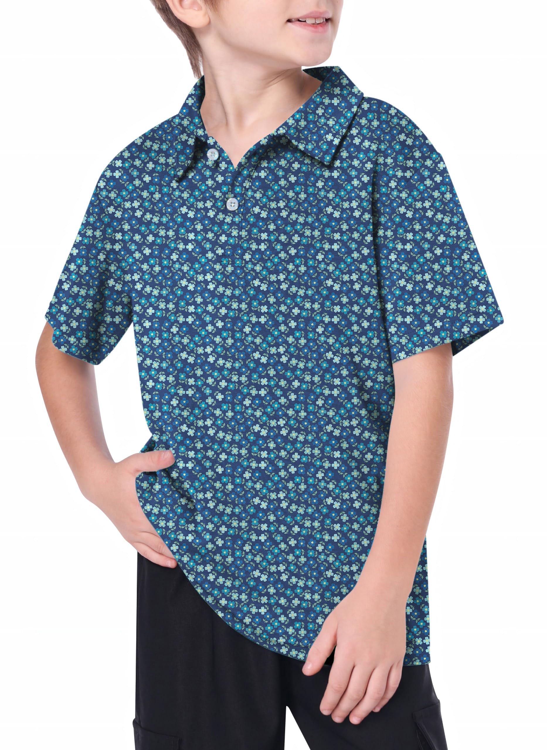 Youth Navy blue Clover Golf Polo