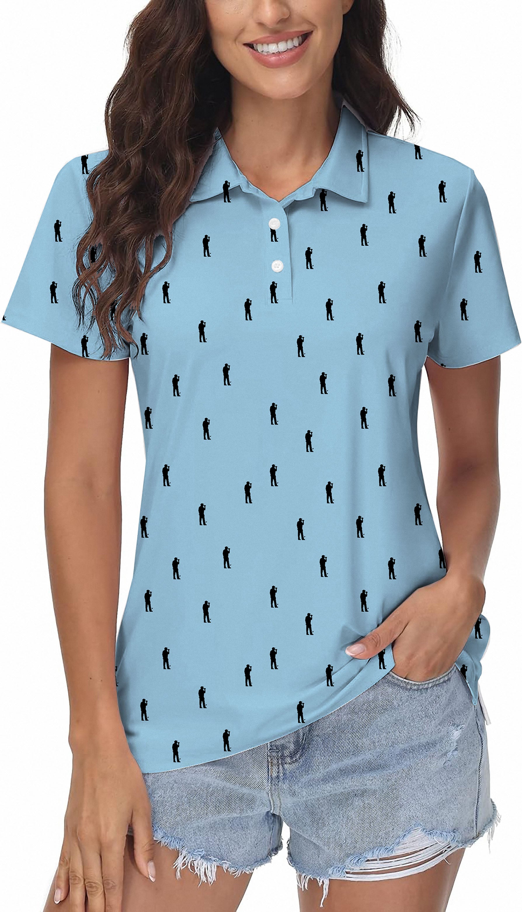 Beers on the course ocean color Women's Golf Polo