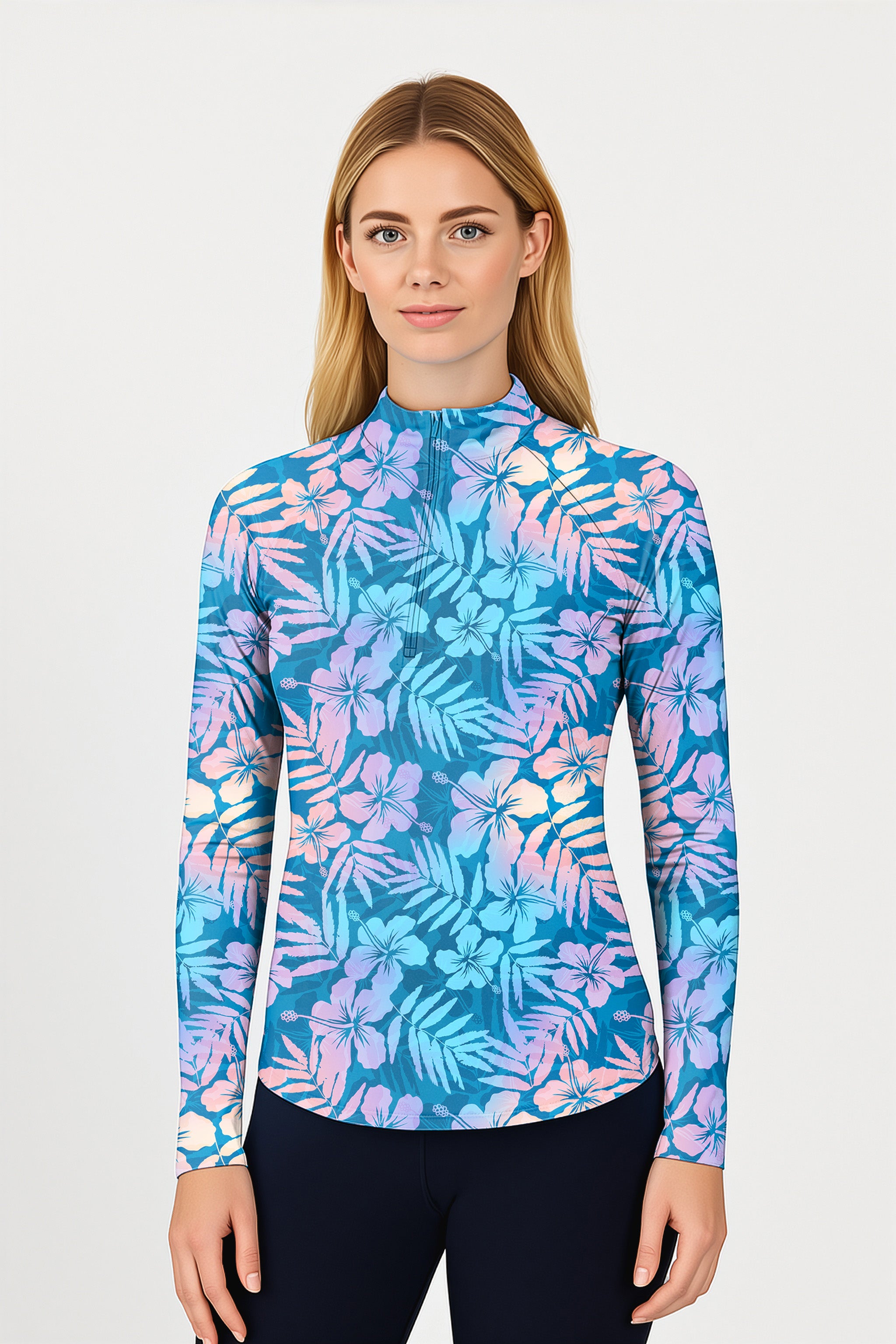 Ho onanea Vibe Women's Golf Active 3/4 Zipper Top Long Sleeves