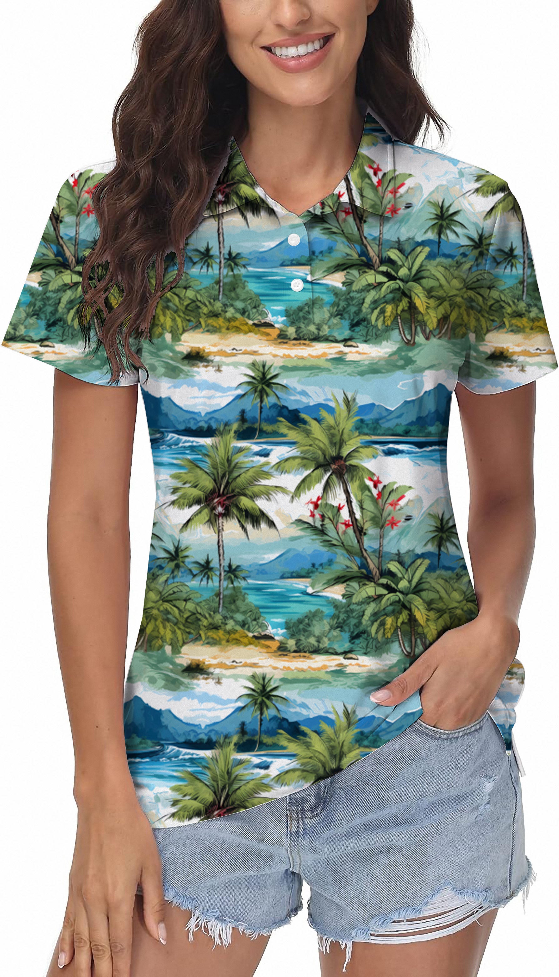 Hawaii palm tree Women's Golf Polo