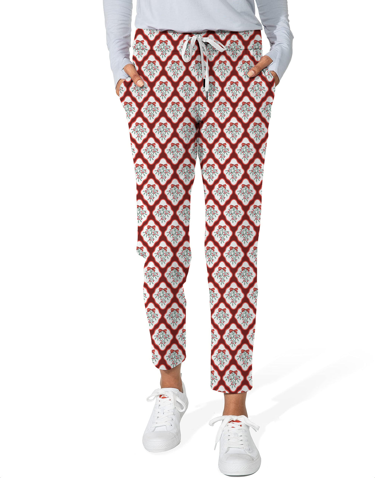 Christmas red holly Women's 7/8 Stretch Ankle Golf Pants