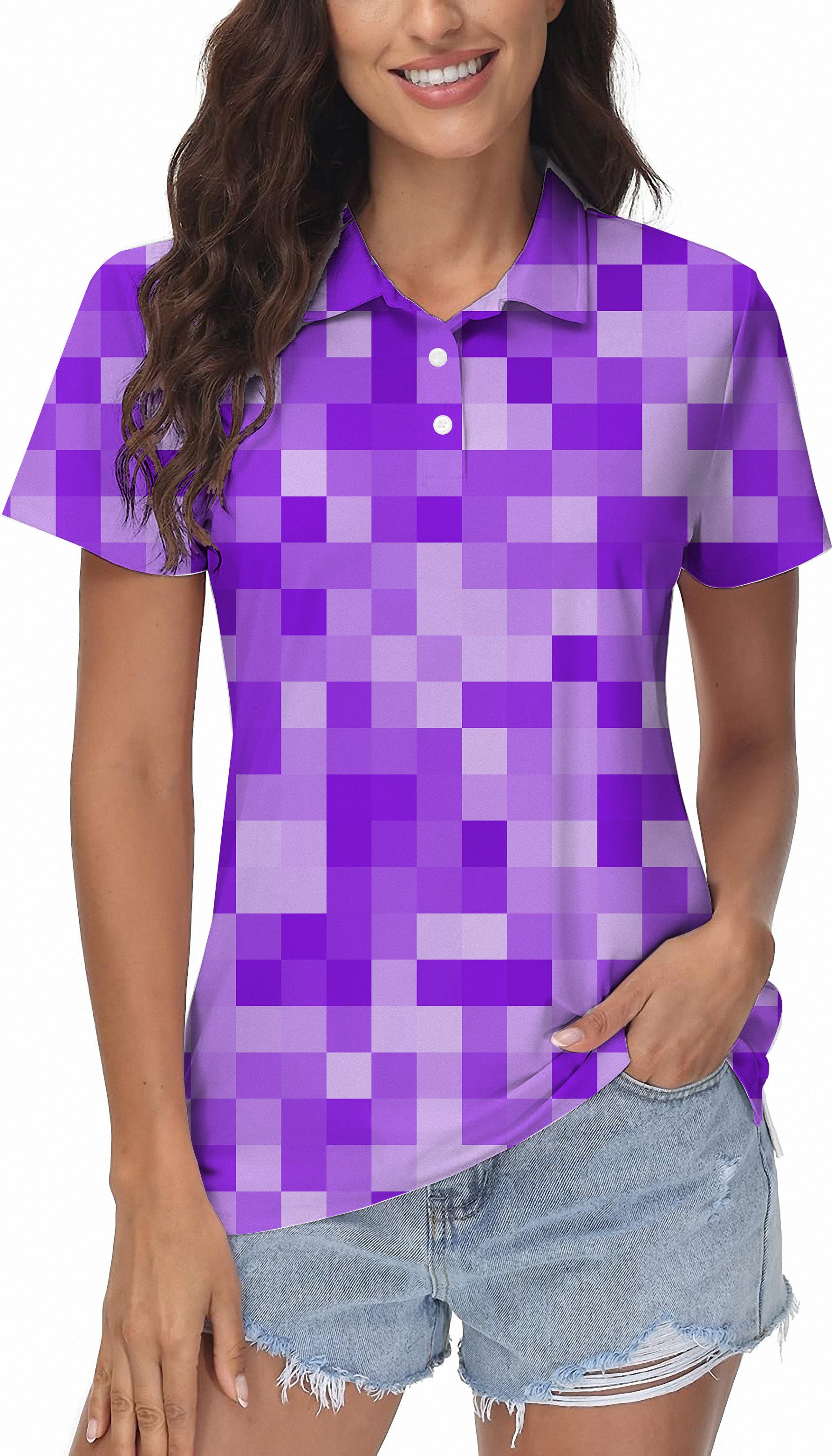 Purple Pixel Big Women's Golf Polo
