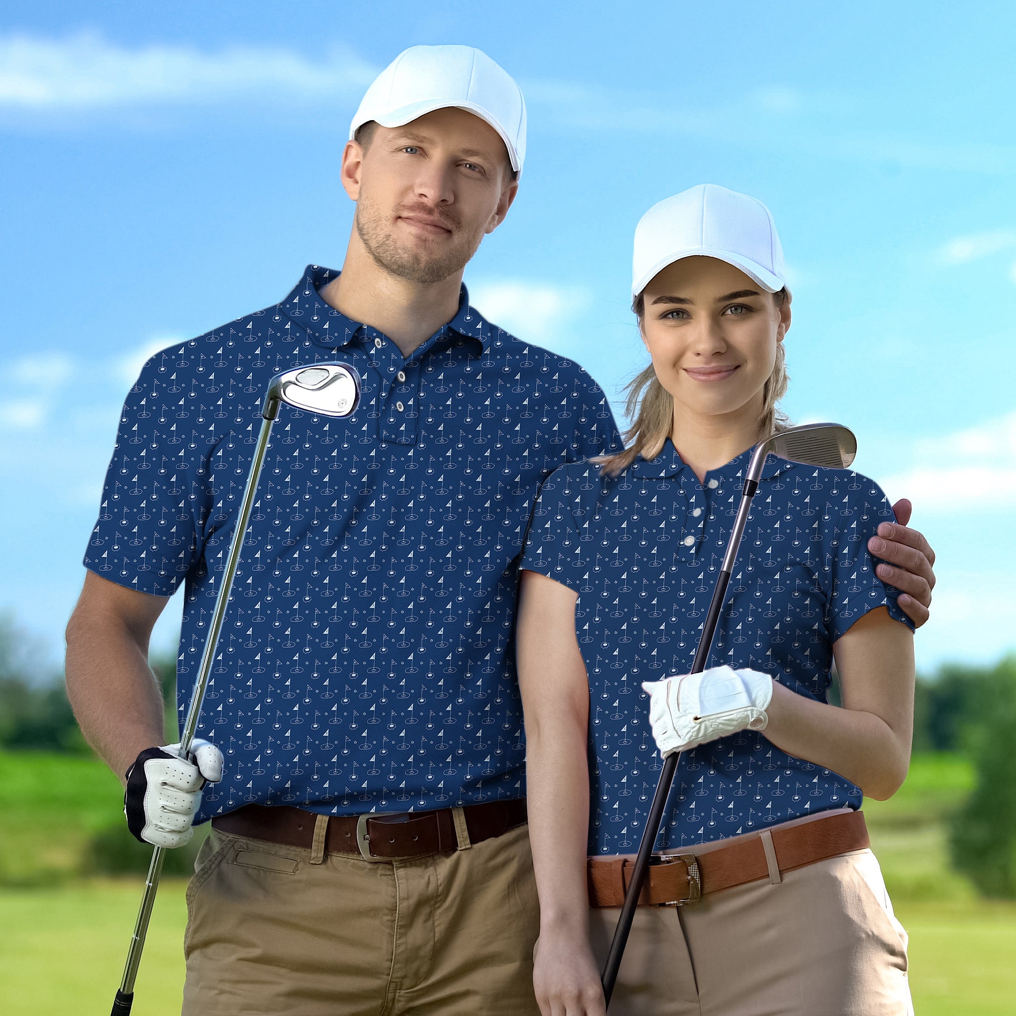 Golf Polo Couple Family set Hitting the Links Golf tournament