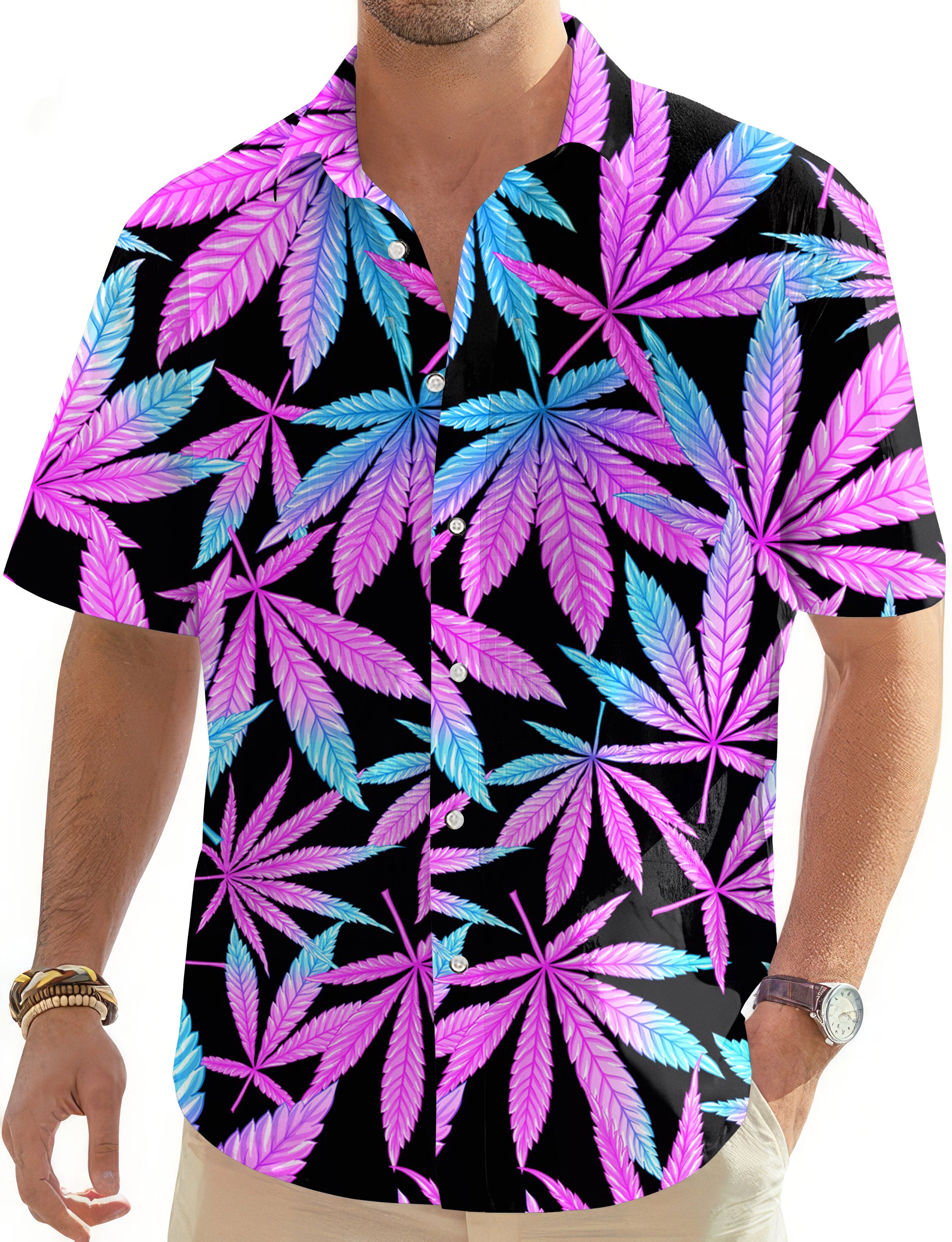 Purple Dreams-Men's Golf Hawaiian Shirts Button Down Shirt