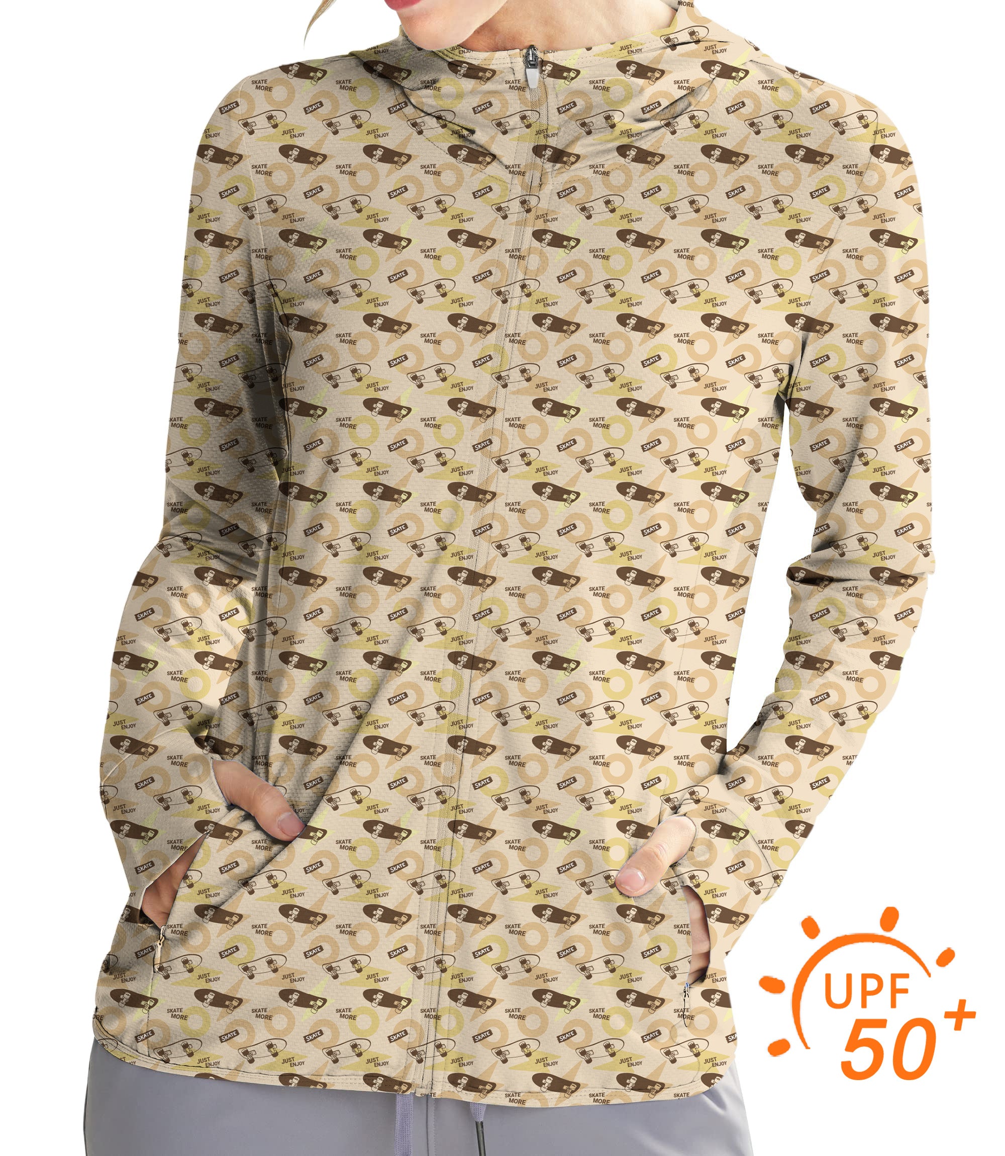 Women's Outdoor Khaki Skate More Golf Sun Protection Slim Fit zip hoodies