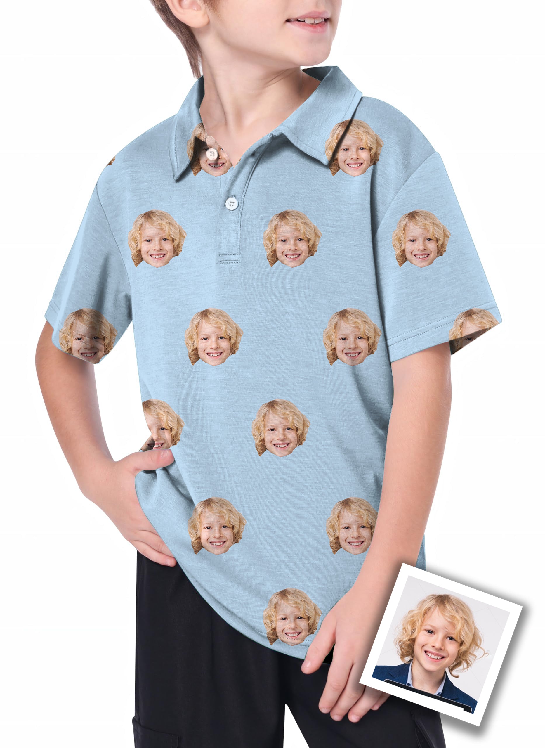 Youth Custom Photo Funny Face Golf Polo