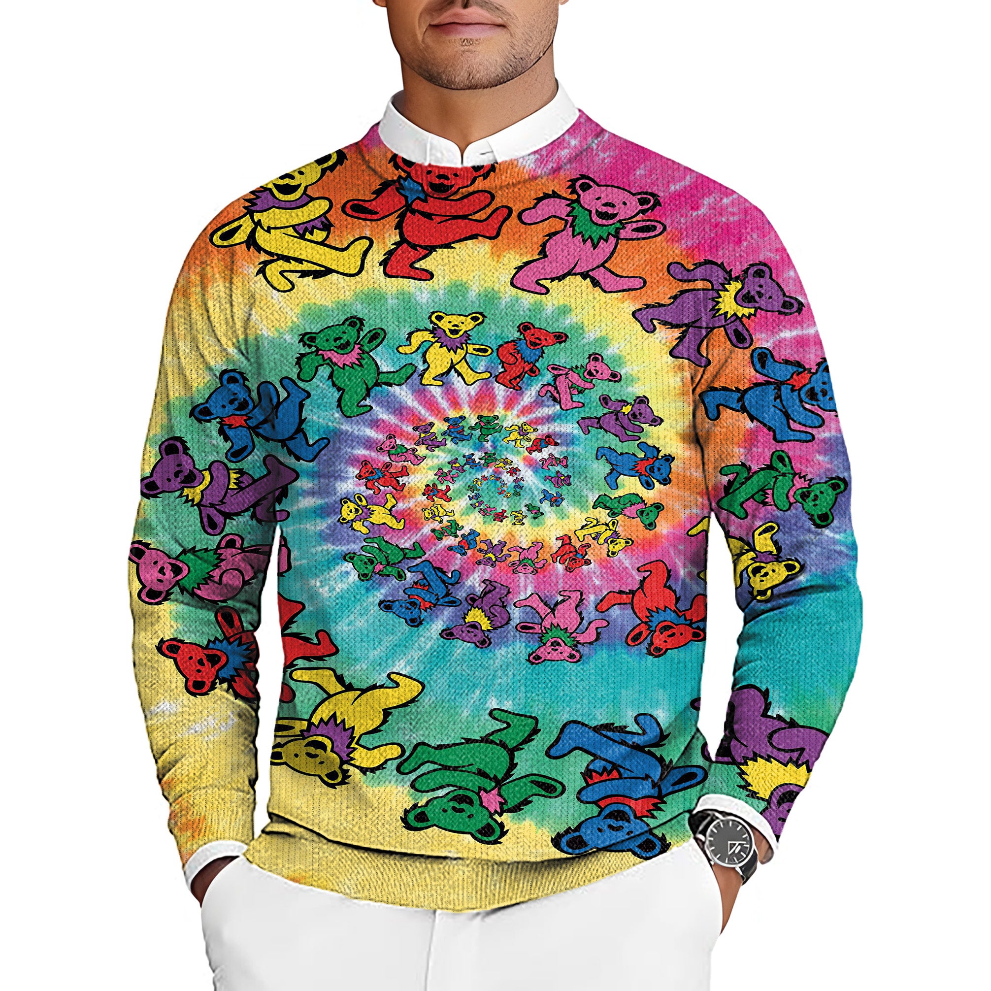 Kaleidoscope Koala Men's Golf Crewneck Pullover Sweaters Ugly Sweater