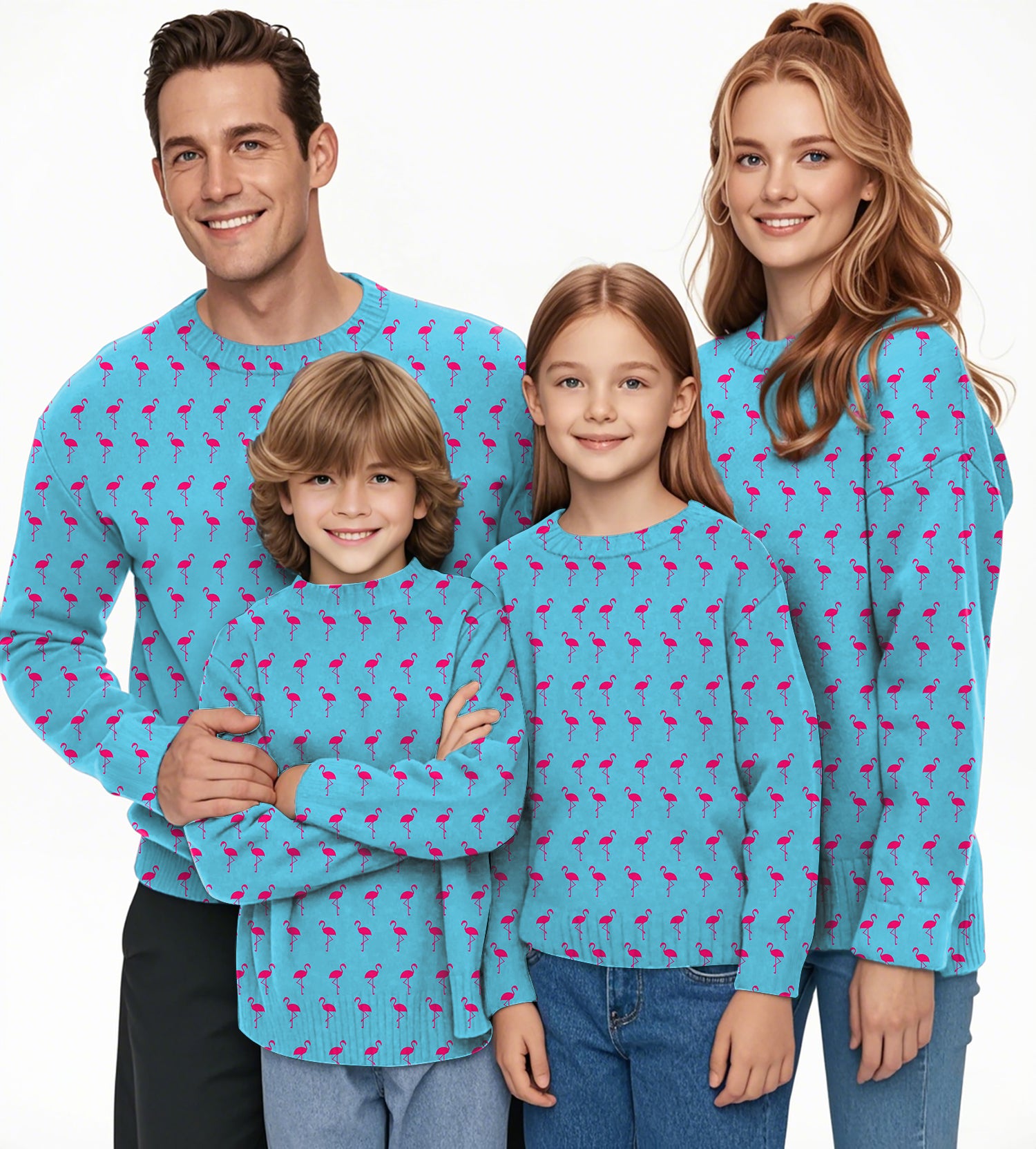 flamingo Crewneck Pullover Ugly Sweater Men Women boy girl family