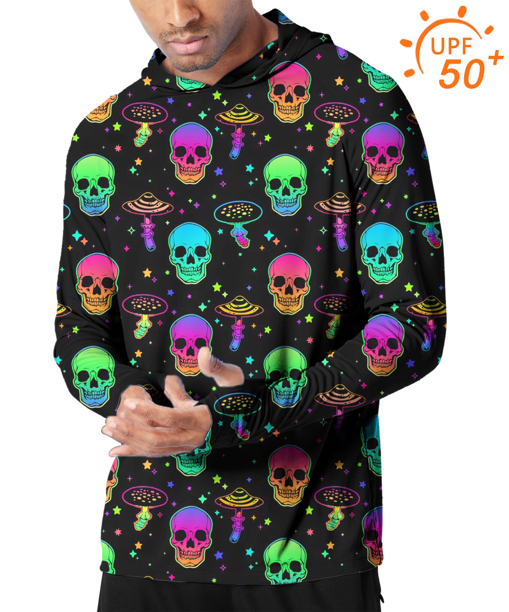 Men's Outdoor Neon Mushroom Skeleton Golf Sun Protection Slim Fit hoodies